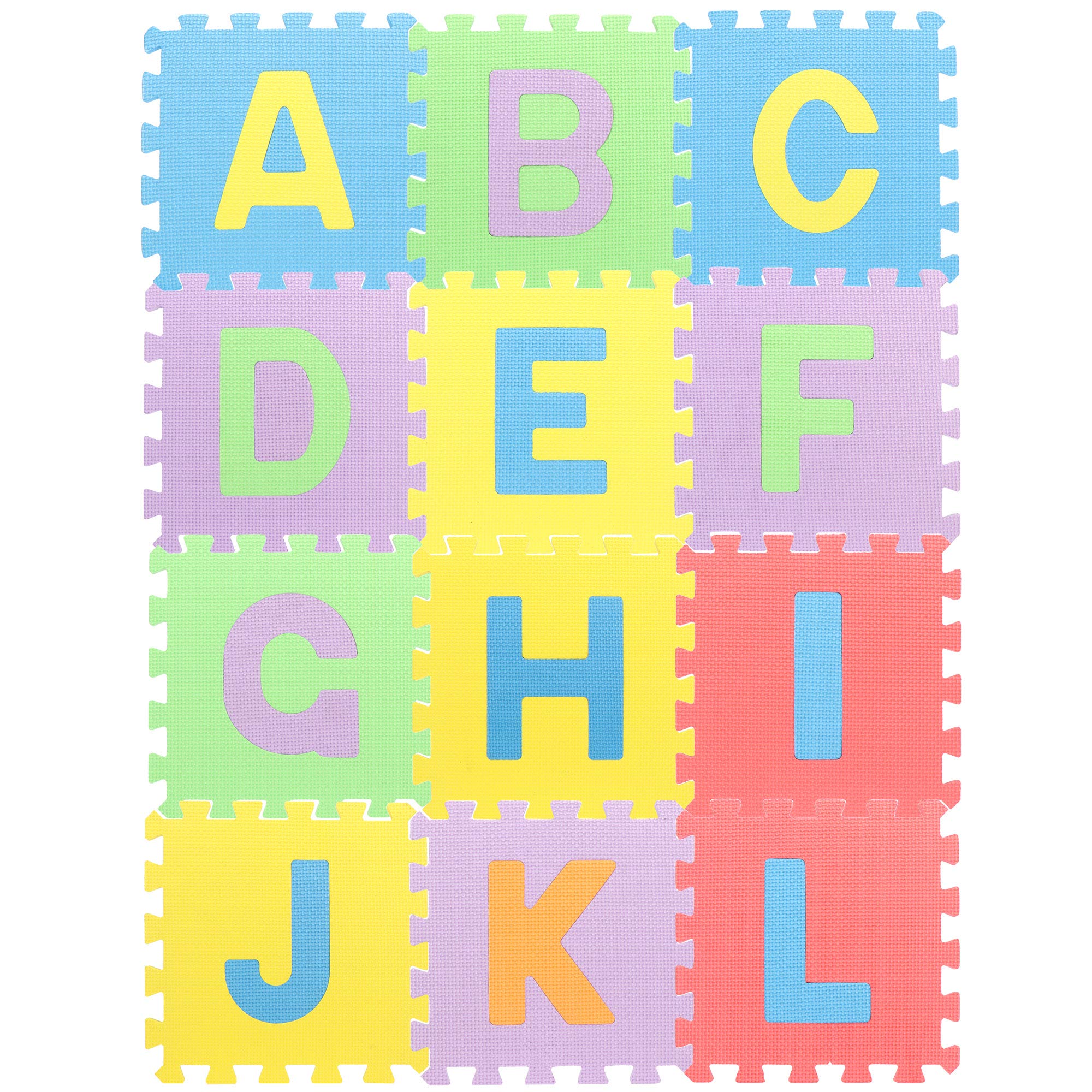 COM-FOUR® Puzzle de Suelo de 26 Piezas, Alfombrillas Blandas con Letras, Ideal para niños a Partir de 2 años, práctica Almohadilla Protectora para el Suelo [la Mezcla de Colores varía] (Letras)
