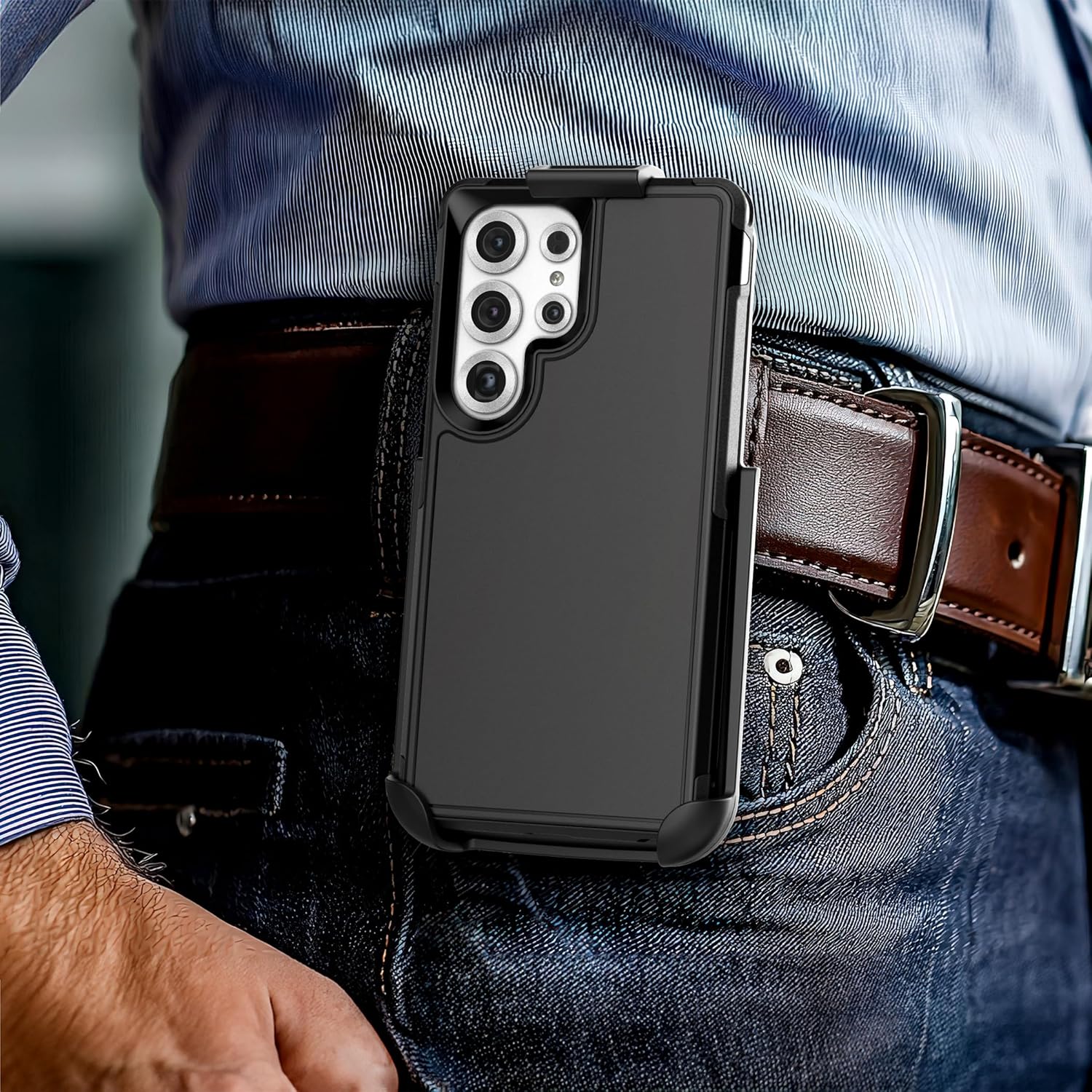 Encased Rugged Belt Case for Samsung Galaxy S25 Ultra, Protective [Heavy Duty] Dual-Layer Shockproof Cover with Rotating Belt Clip Holster (Compatible with MagSafe), Black (S25 Ultra) - Image 2