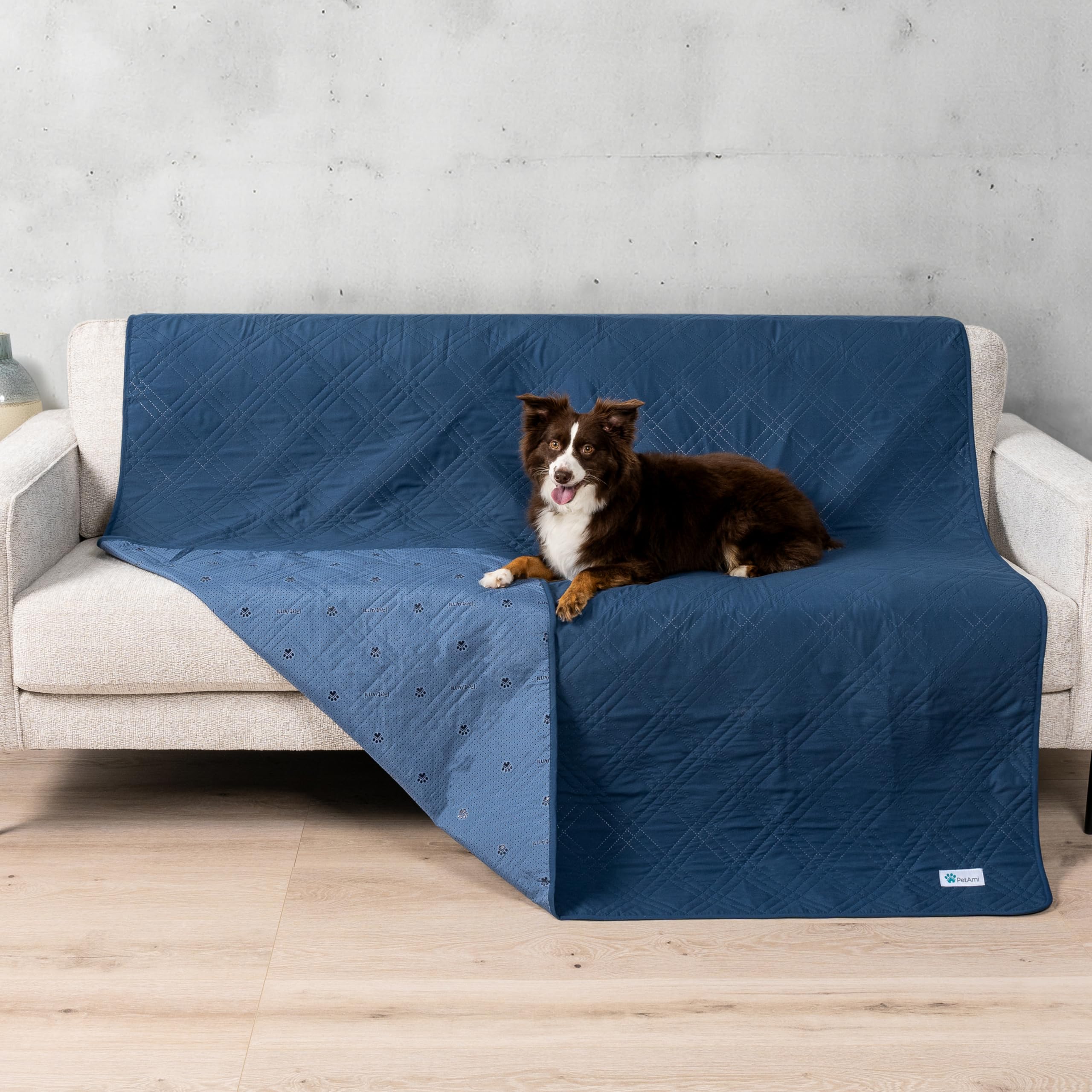 PetAmi Waterproof Couch Cover for Dogs, Waterproof Pet Blanket, Reversible Furniture Cover Sofa Protector for Pet Cat Bed, Washable Waterproof Blanket Dog Cover for Couch Seat, 52x82 Blue