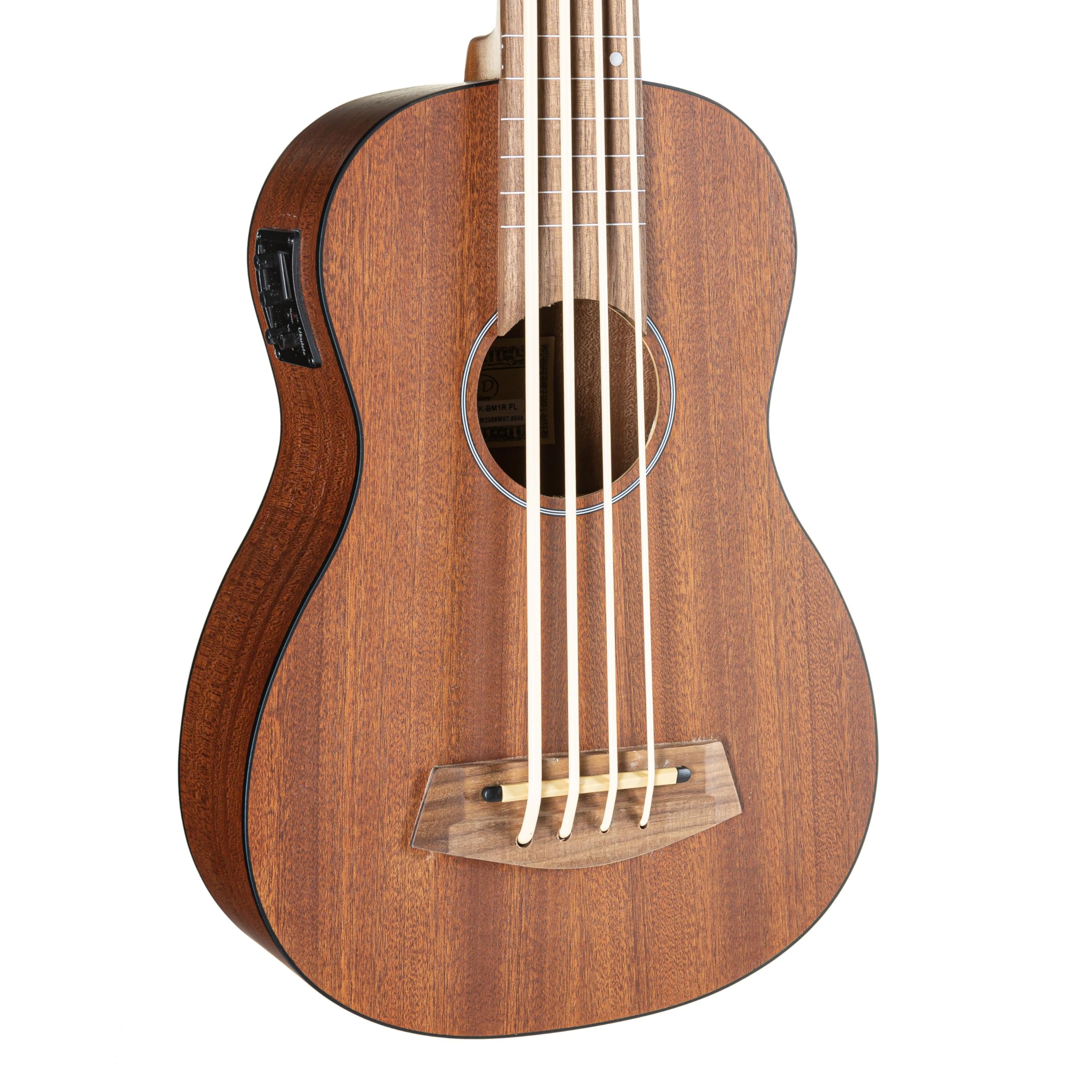 Kala All Solid Mahogany Fretless A/E U-Bass Ukulele w/ Case, UBASS-SMHG