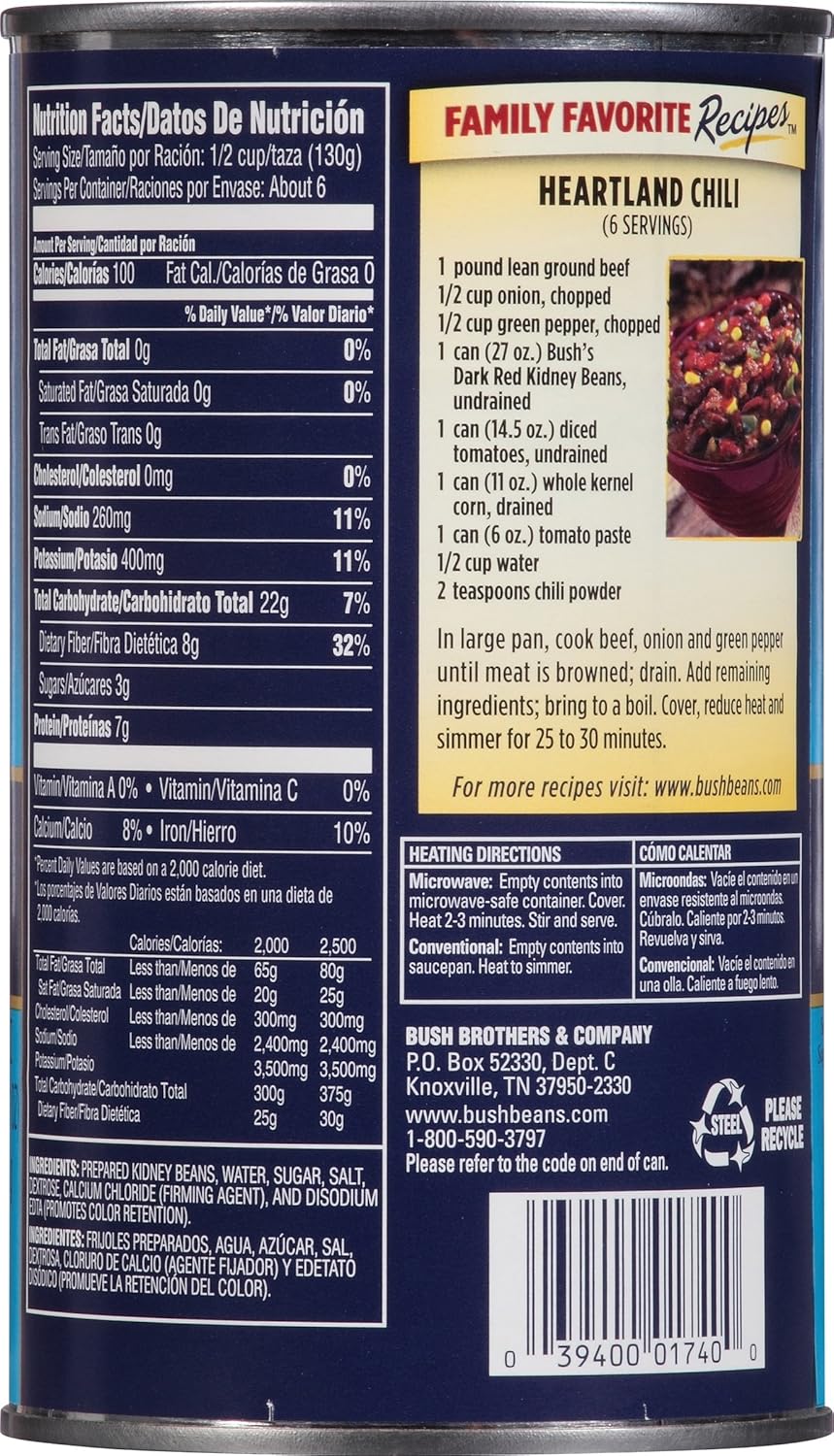 Bush's Best Dark Red Kidney Beans, 27 oz (12 cans)