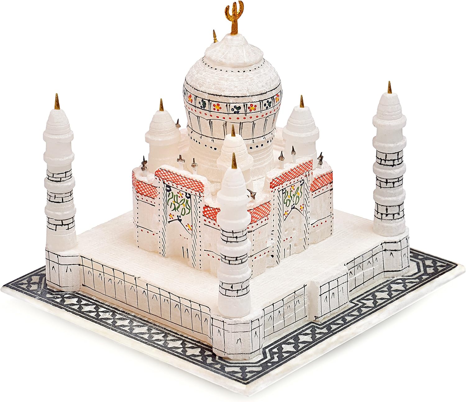 Monuments of Marble Taj Mahal Replica Handmade Decor Gift 4" inch | Tajmahal Model India Agra Souvenir Collection Pure Marble Home Decoration Miniature Architecture Love Symbol