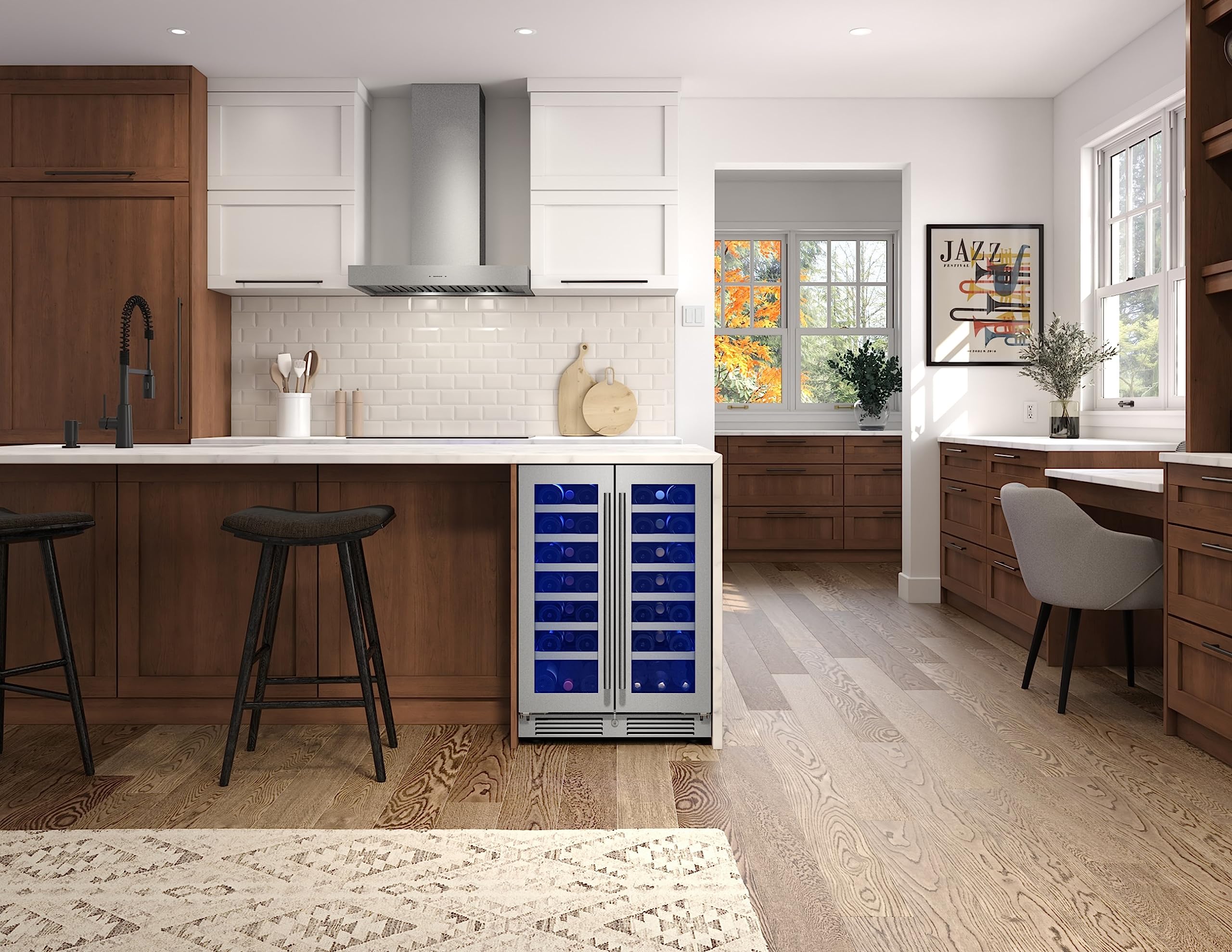 Zephyr Prw24c32c Presrv 24 Inch Wide 42 Bottle Capacity Built-In/Free Standing Dual Zone Wine Cooler With 3-Color LED Lighting - Stainless Steel on Fridge.com - View 2