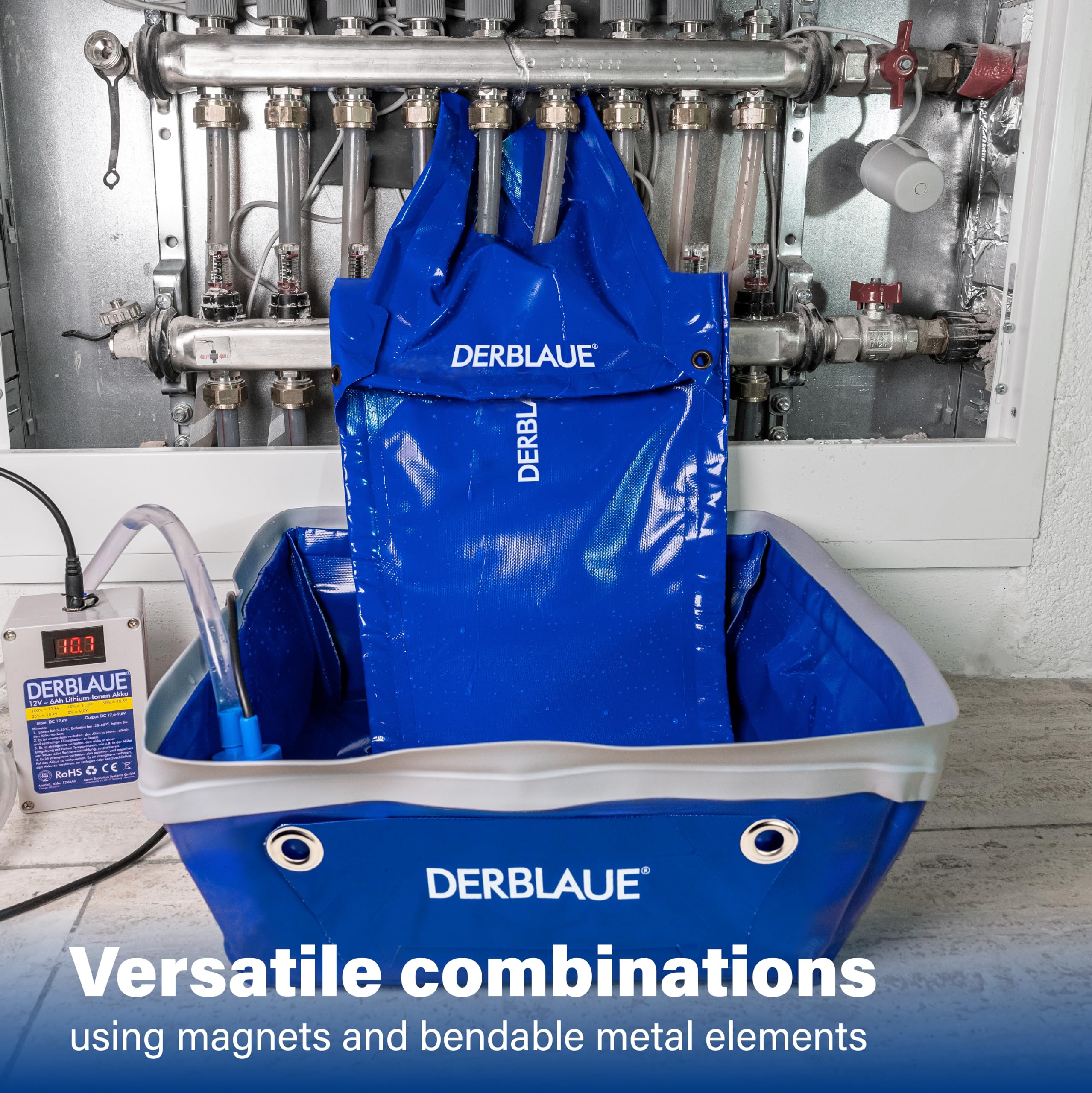 DERBLAUE® rosetta semplice per un cambio pulito dell'olio, accessorio per vasca di raccolta per lavorare con H20 e HYD (2x 15 mm)