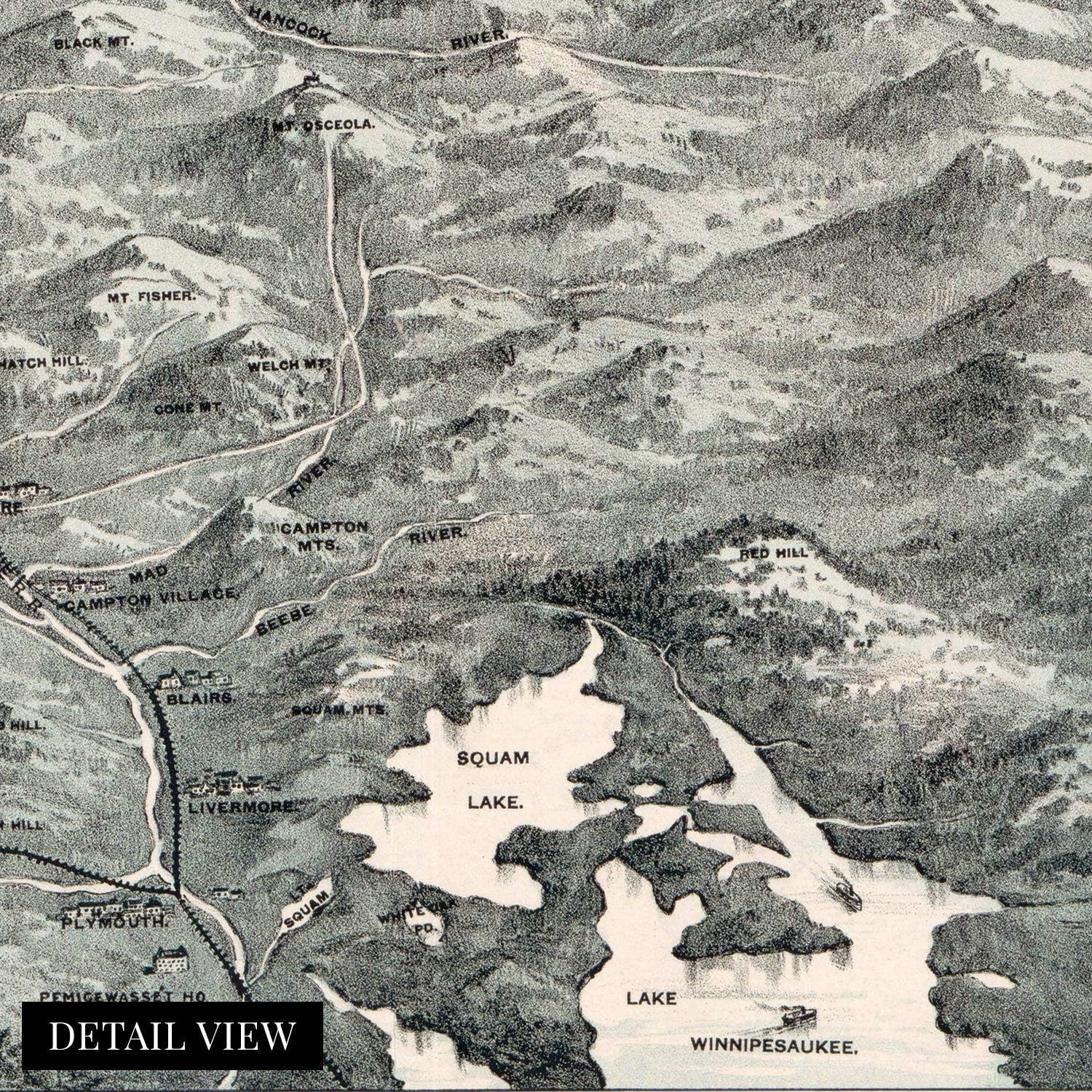 HISTORIX 18x24inch Vintage White Mountains Map - Wall Art - Index to Summits & Geographical Features