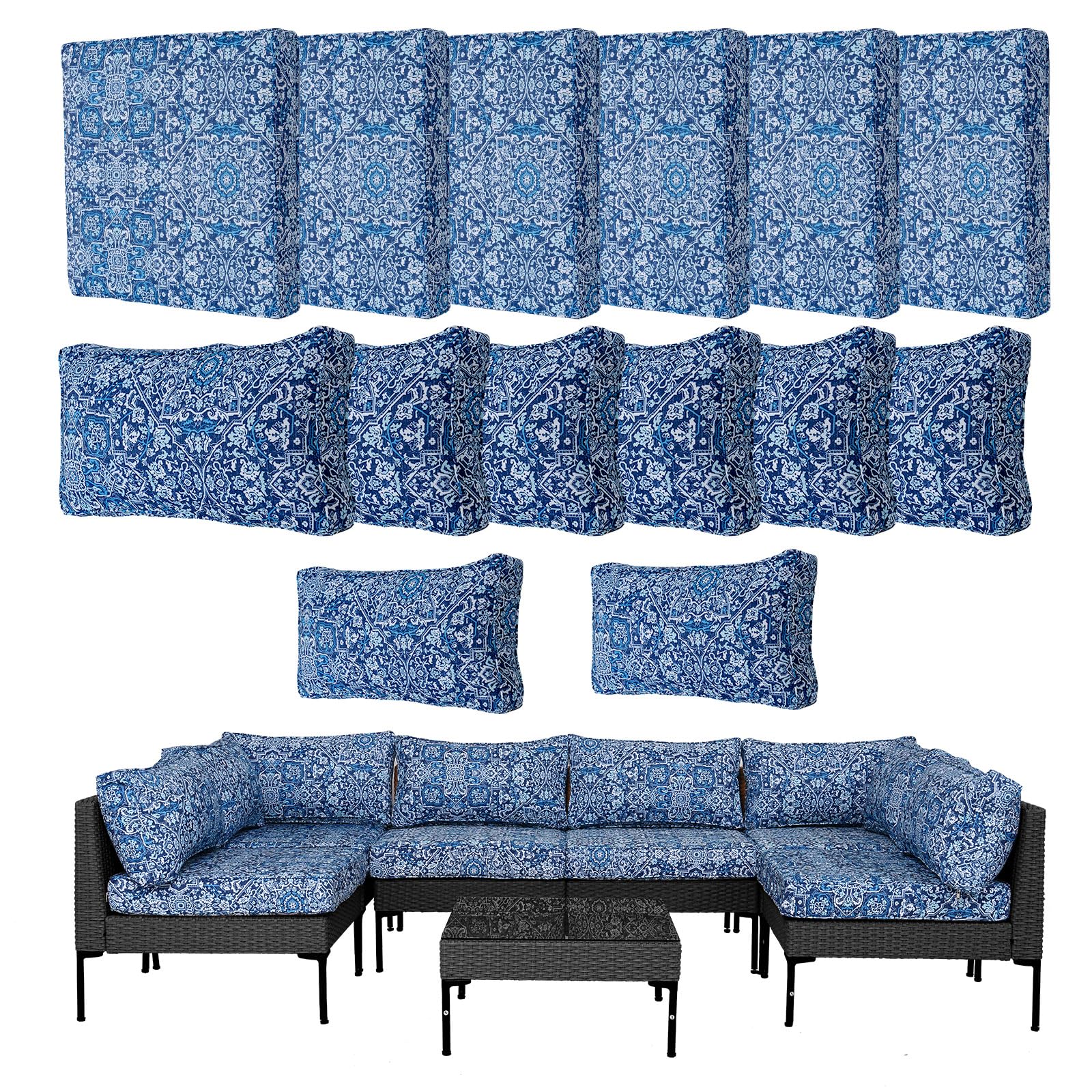 Frxeyaliz 14Pcs Outdoor Cushion Covers Replacement