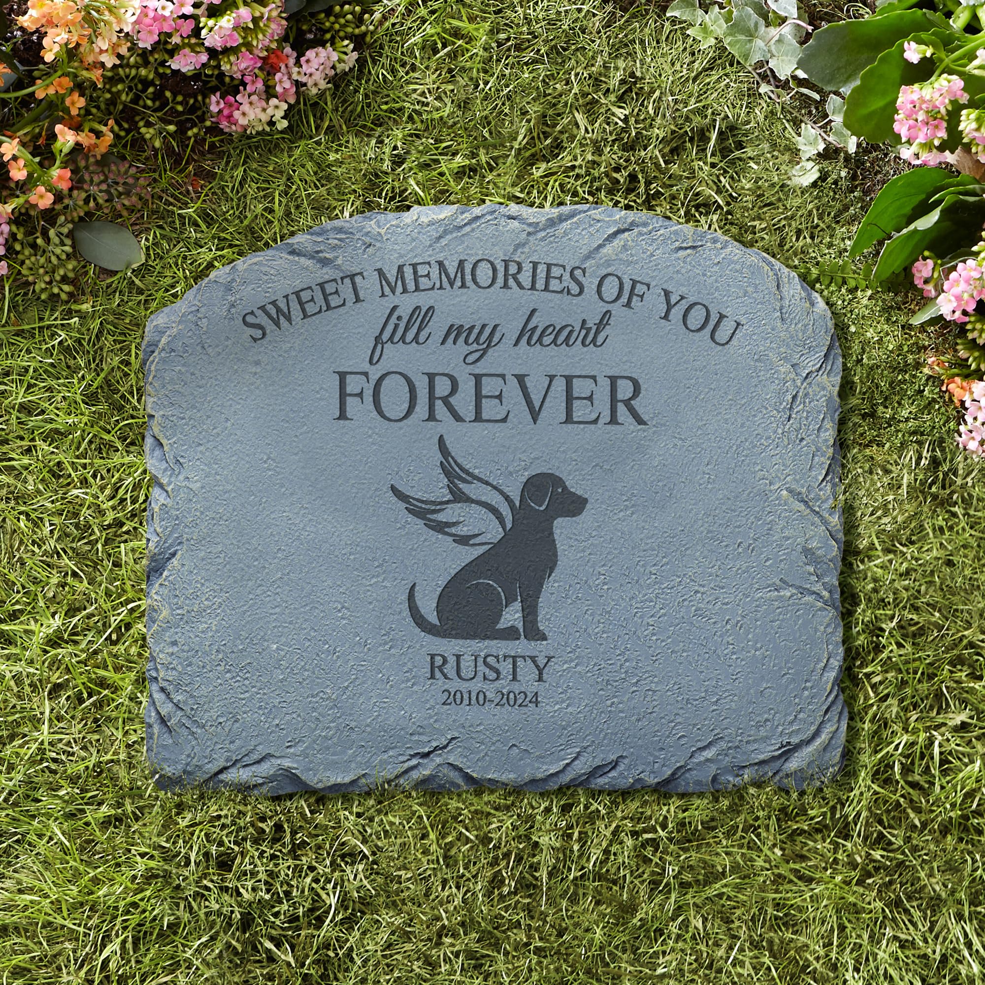 Let's Make Memories Personalized Forever Friend Pet Memorial Stone - Dog - Sympathy Garden Marker