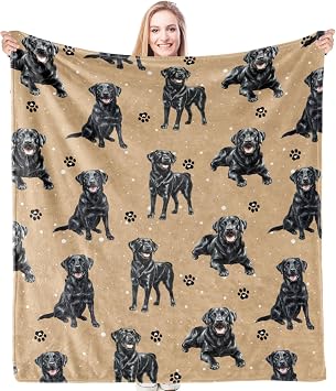 HIWX Black Lab Blanket, Black Labrador Retriever Gifts for Women, Dog Mom Throw Blanket for Home Bedroom Living Room Couch Bed Decor, Dog Mom Owners Lovers Gifts for Women, 50x60 Inches