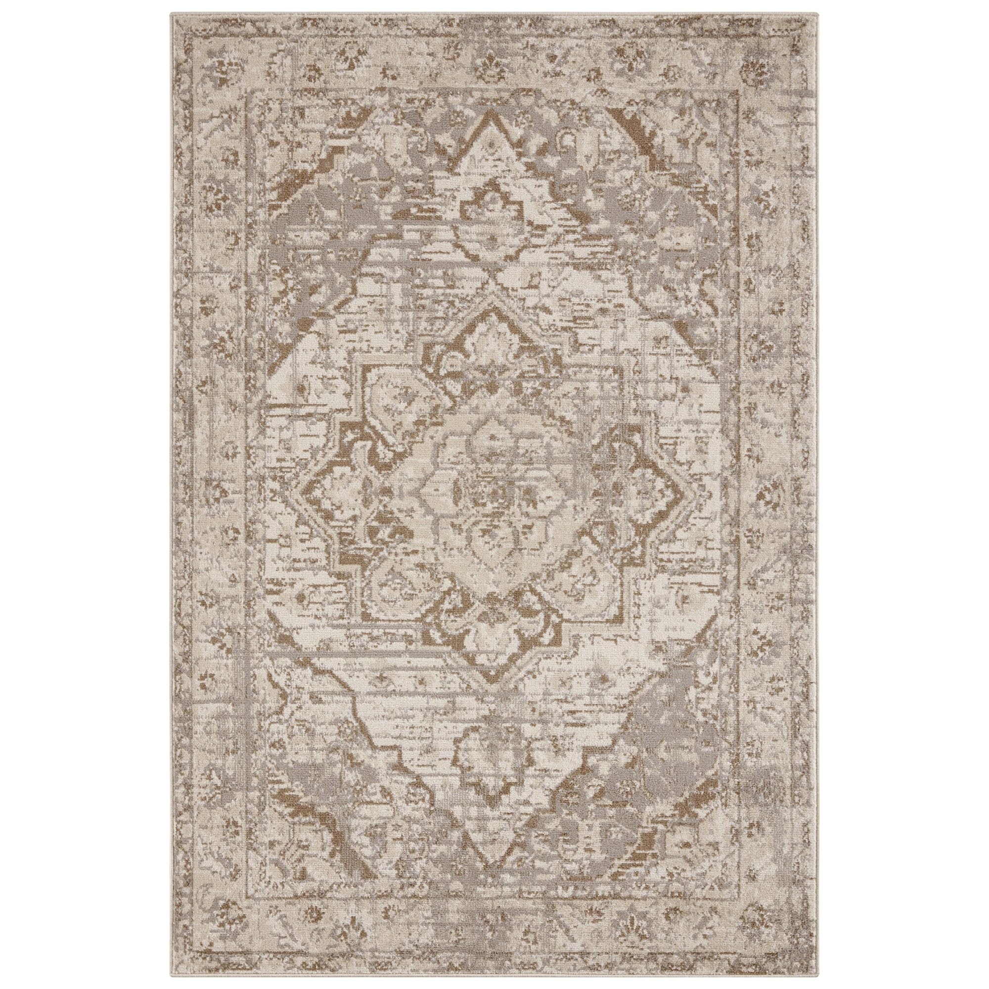 Tapis Salon Oriental, Tapis Vintage Style Oriental, Poils Courts et Motifs Traditionnels (Rania Beige, 200x280cm)