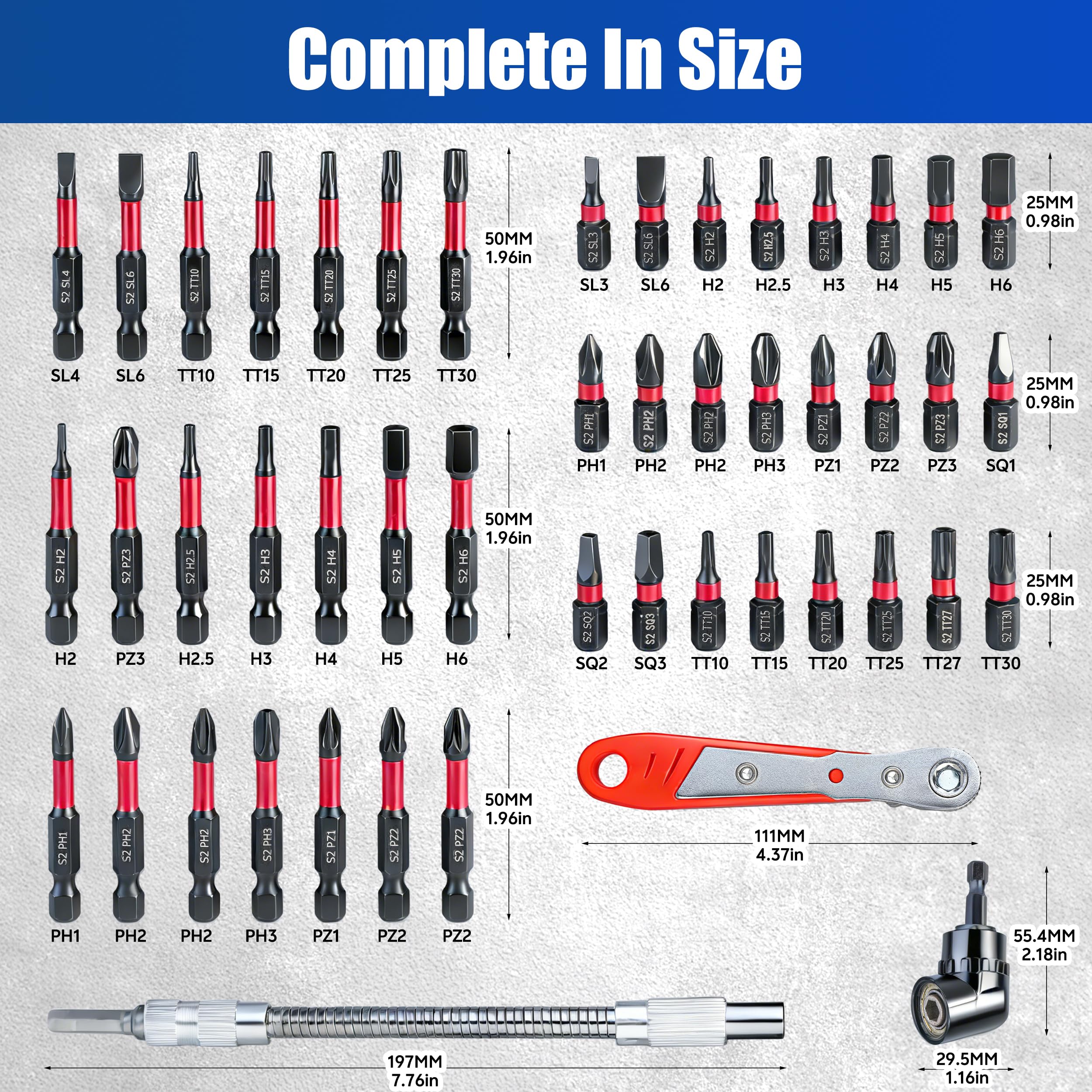 Set di 86 punte per avvitatore a percussione, con codolo esagonale da 1/4", set di chiavi magnetiche e bussole con angolo di 90 gradi, bussole metriche e SAE, barra di estensione flessibile e mini