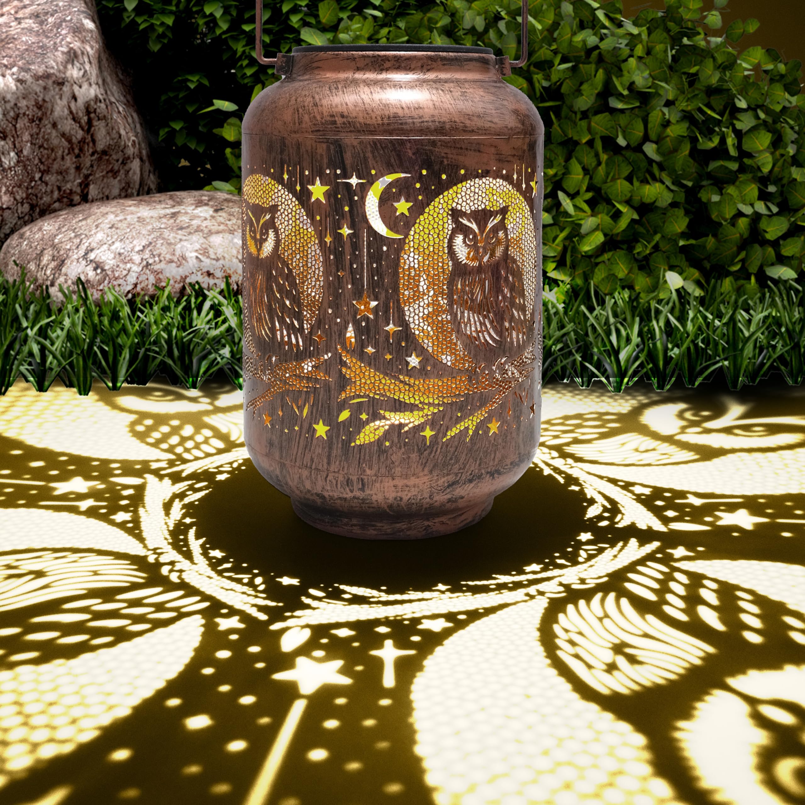 Owl Solar Lanterns Outdoor Waterproof, Birthday Christmas Gifts for Women Mom Grandma, Garden Decor, Hanging Solar Lantern Decorative Lights for Yard Patio Pathway Landscape(Retro Lantern)