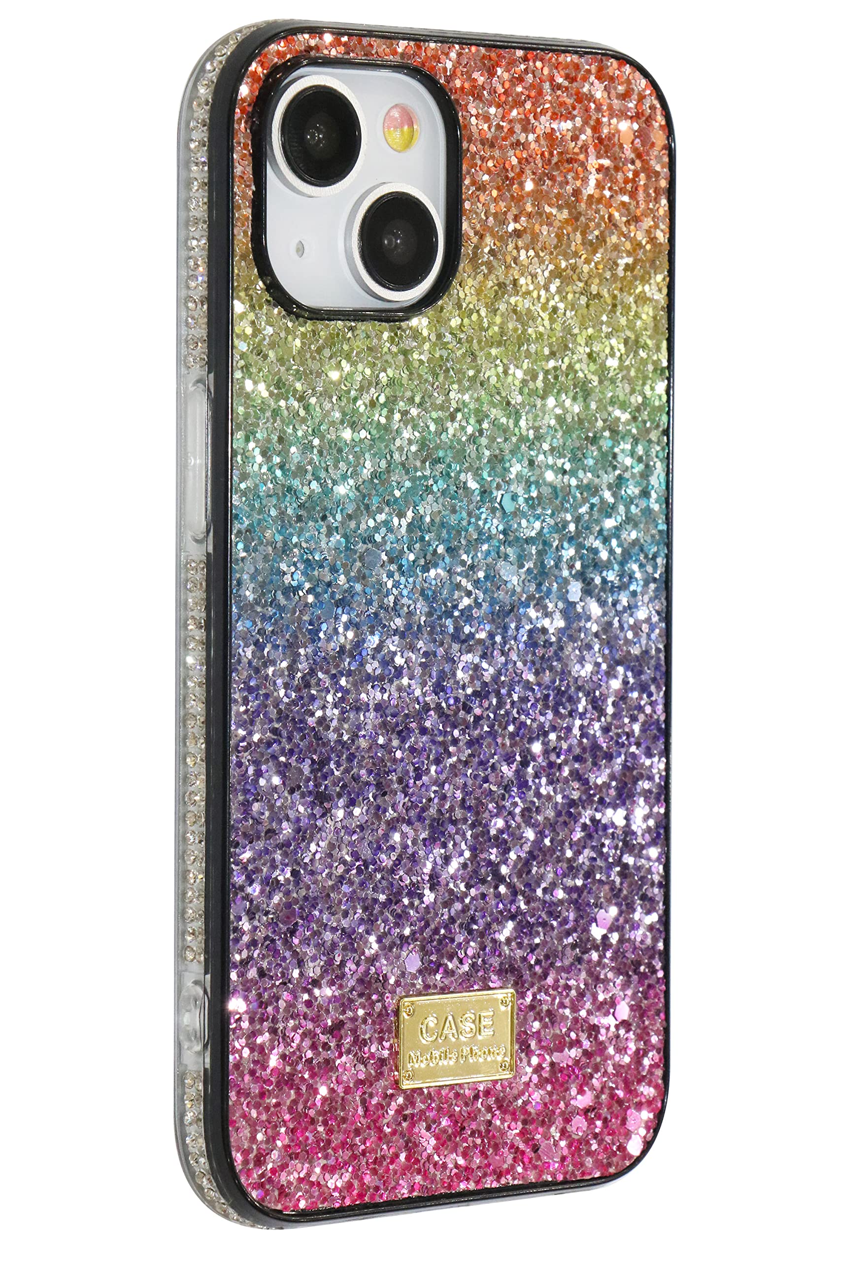 Ivachell Compatible with iPhone 14 Max case Glitter Sparkly Bling Luxury Rhinestone Gradient Rainbow for Girl Women Girly Phone Cover 6.7 inch
