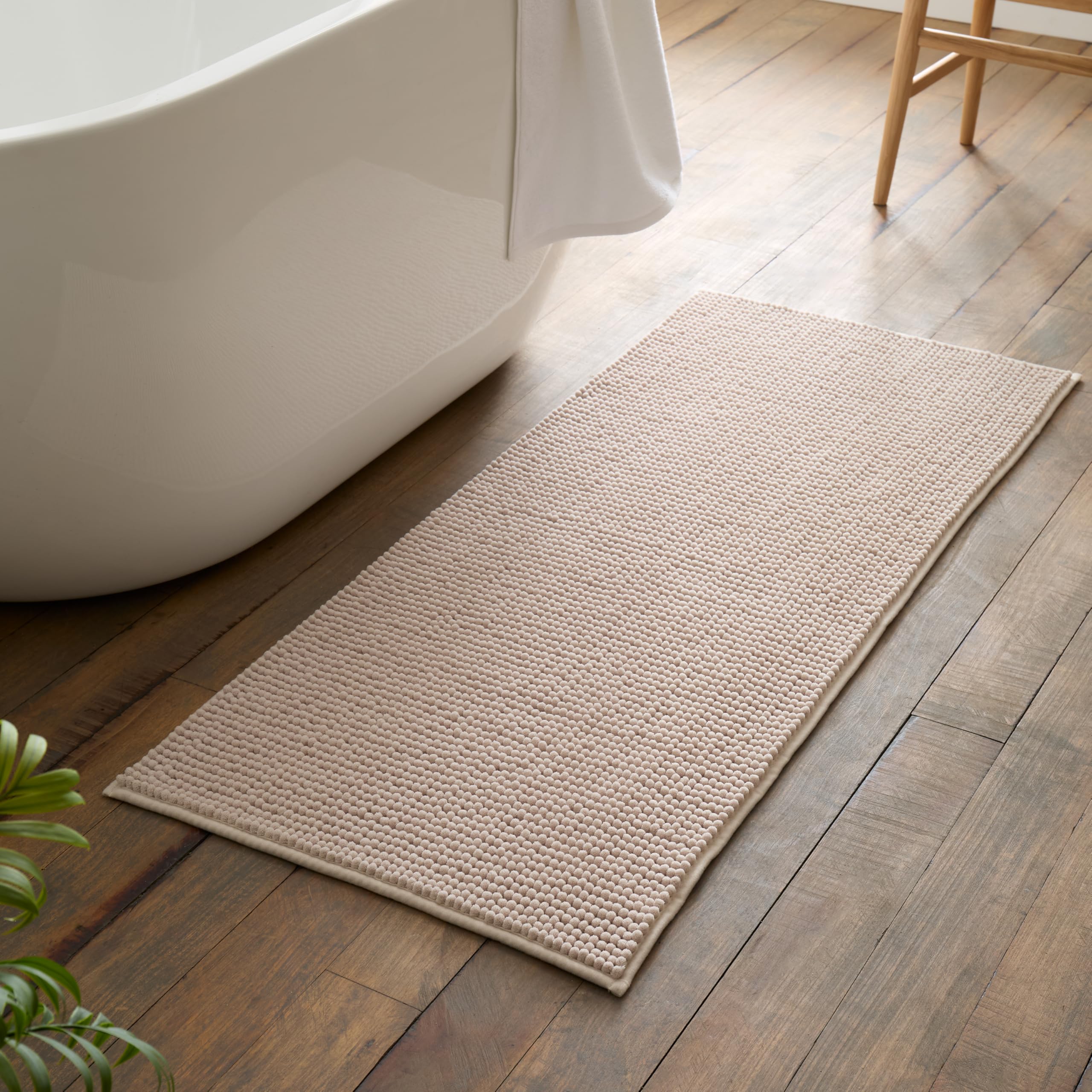 Catherine Lansfield Bobble 50x120cm Bath Runner Natural