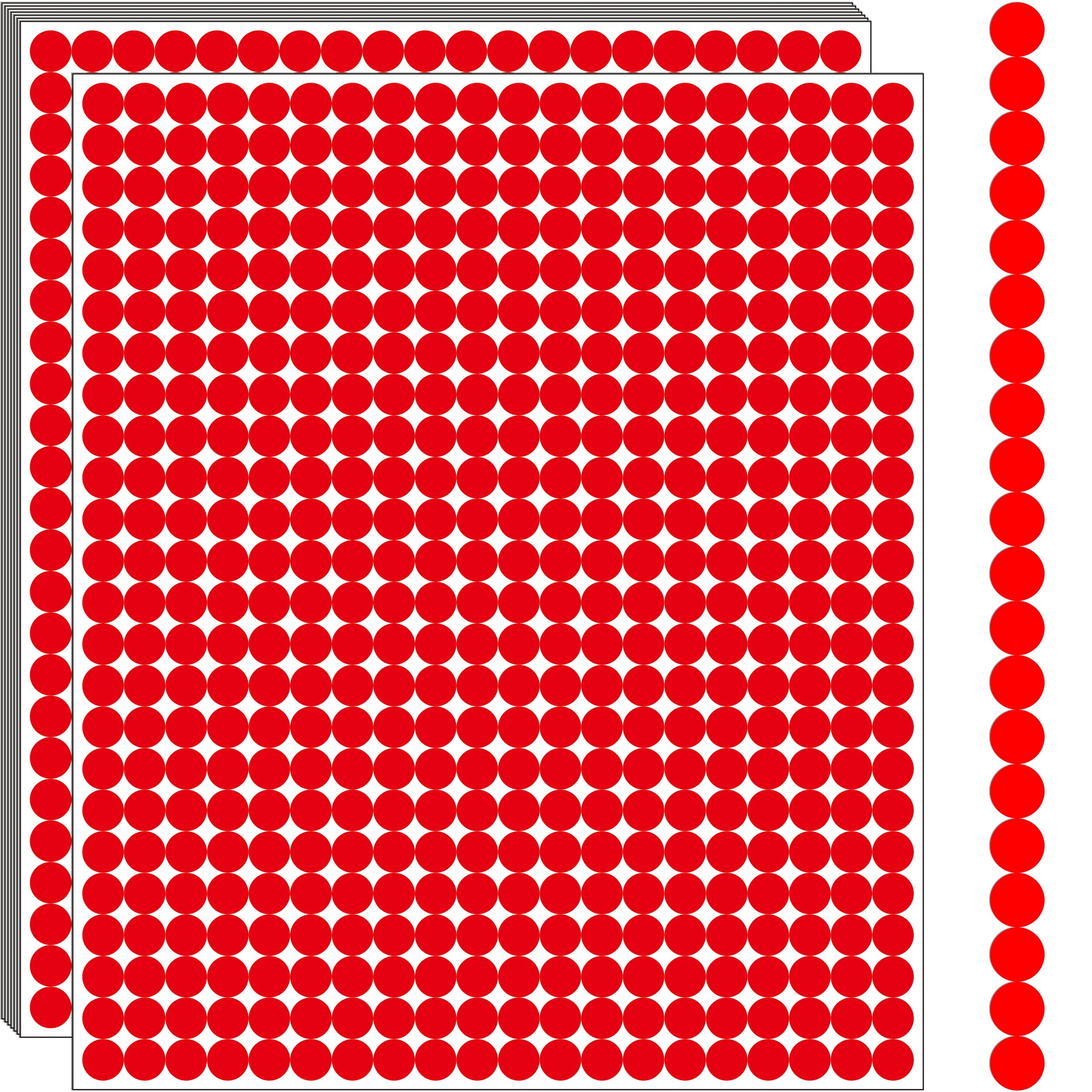 Coloured Red Dot Stickers, 10000 PCS, 7mm Round, Self Adhesive Labels