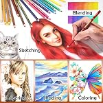 KALOUR PDAS 24 Ensemble de crayons de charbon de couleur premium, crayons en craie de pastel de qualité, teinte de peau, pour la coloration, le croquis, le dessin, la couche & Mélange pour les débutants & Artistes