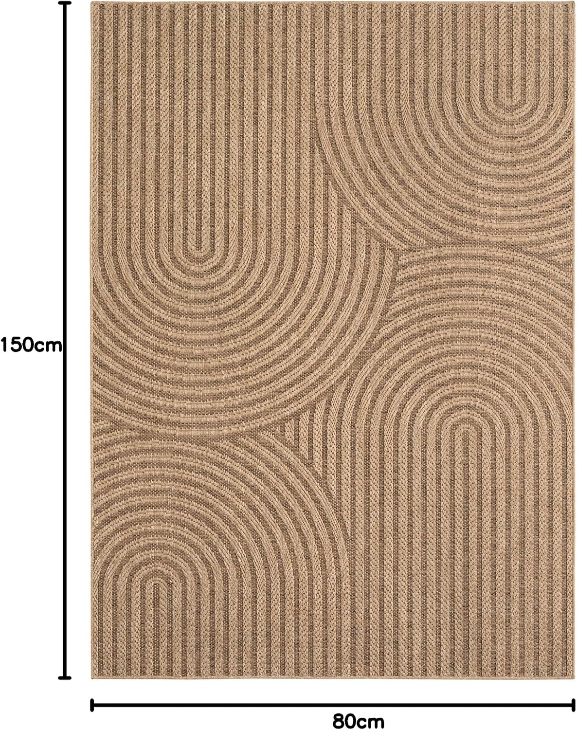 SIMPEX Outdoor Rug Runner 80 x 150 cm Weatherproof Easy Care Jute Natural Look Scandinavian Boho Design for Hallway Entrance Kitchen Patio Balcony 80 x 150 cm Beige1