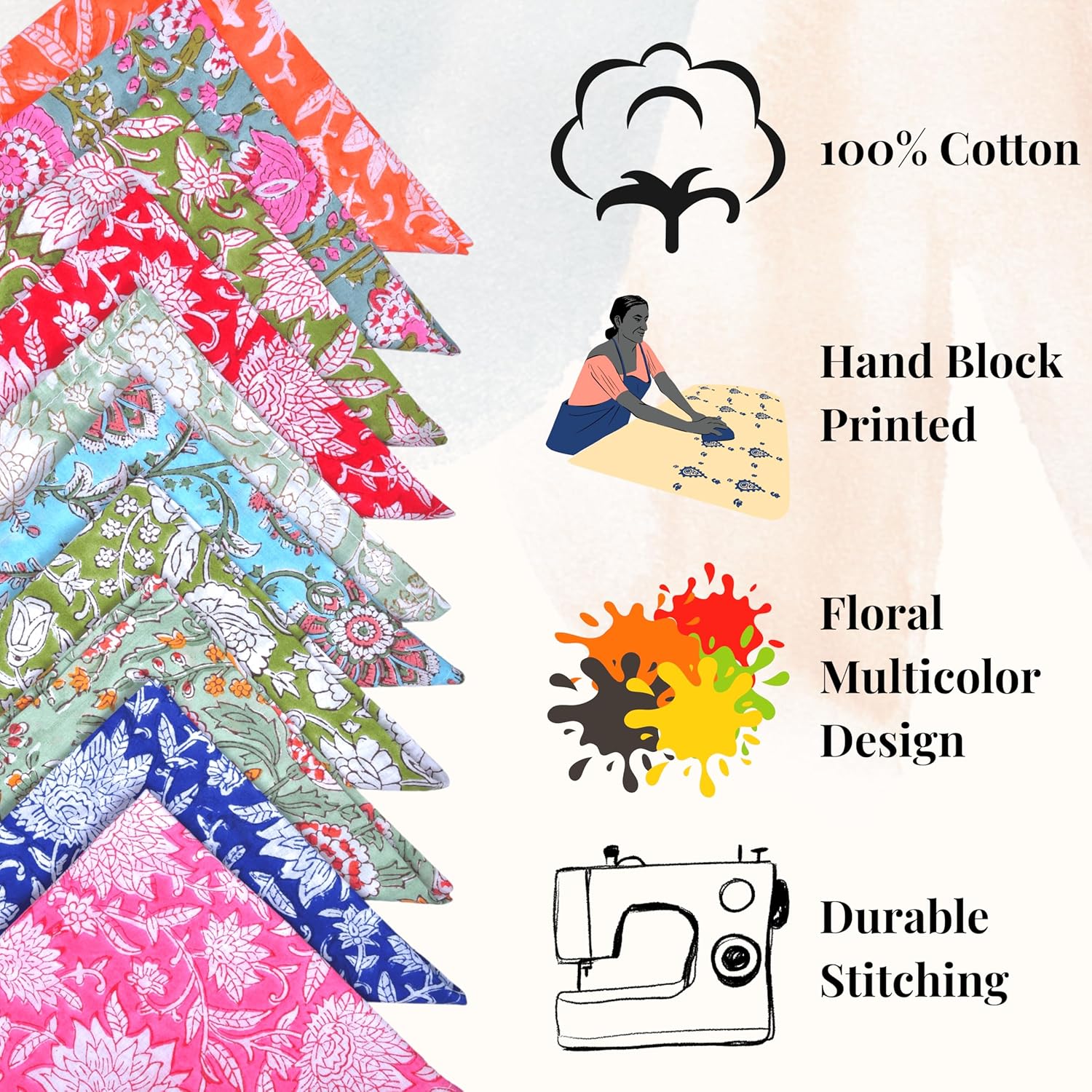 Handkerchiefs for Men – 100% Soft Cotton Men's Handkerchiefs, Set of 10 (16x16 Inch), Ladies Hankies, Floral Printed Handkerchiefs for Women, Everyday Unisex Hanky, Sweat Absorbing, Thin & Lightweight