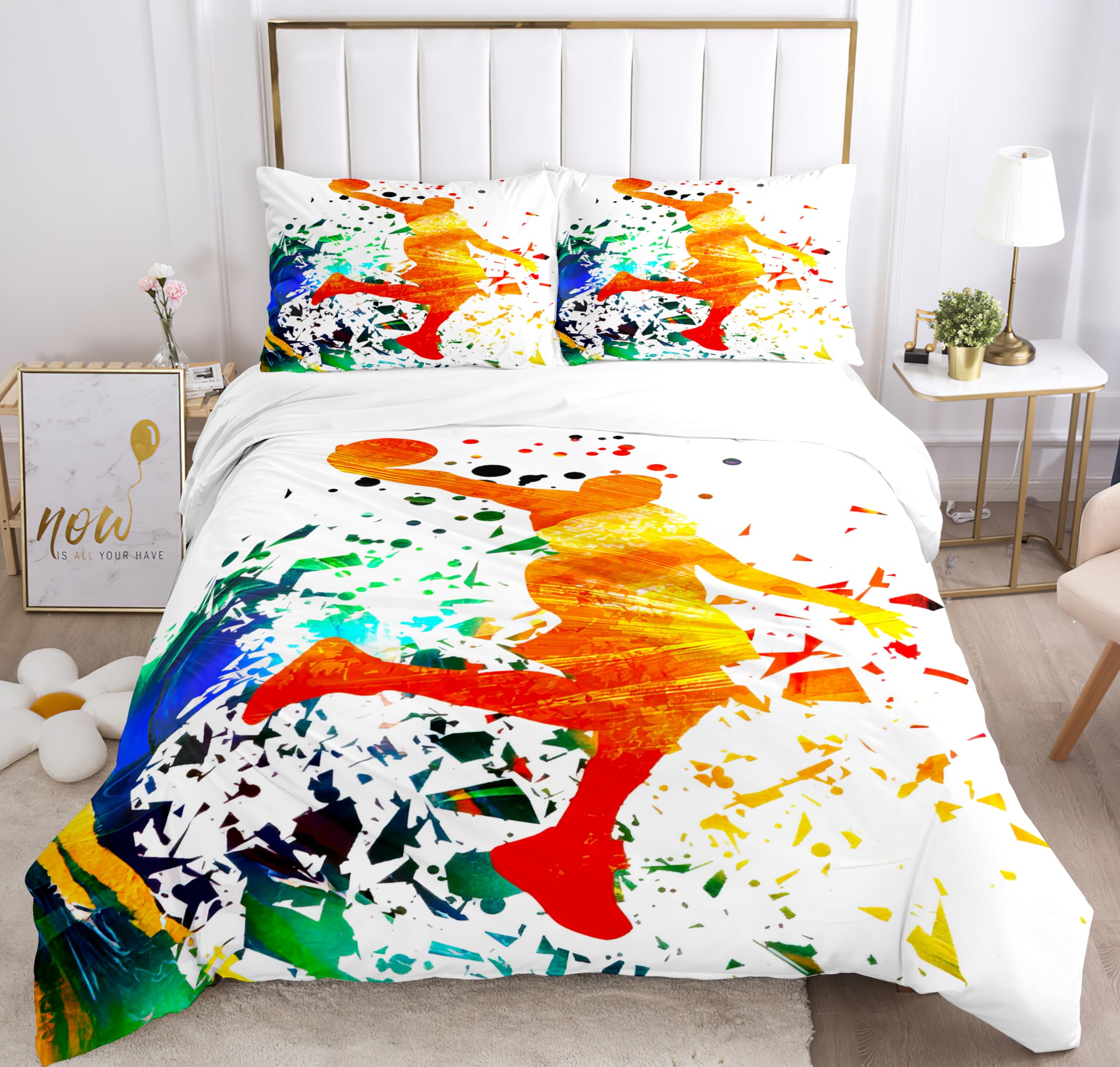JQinHome Set Completo Di Biancheria Da Letto A Tema Calcio E Fuoco