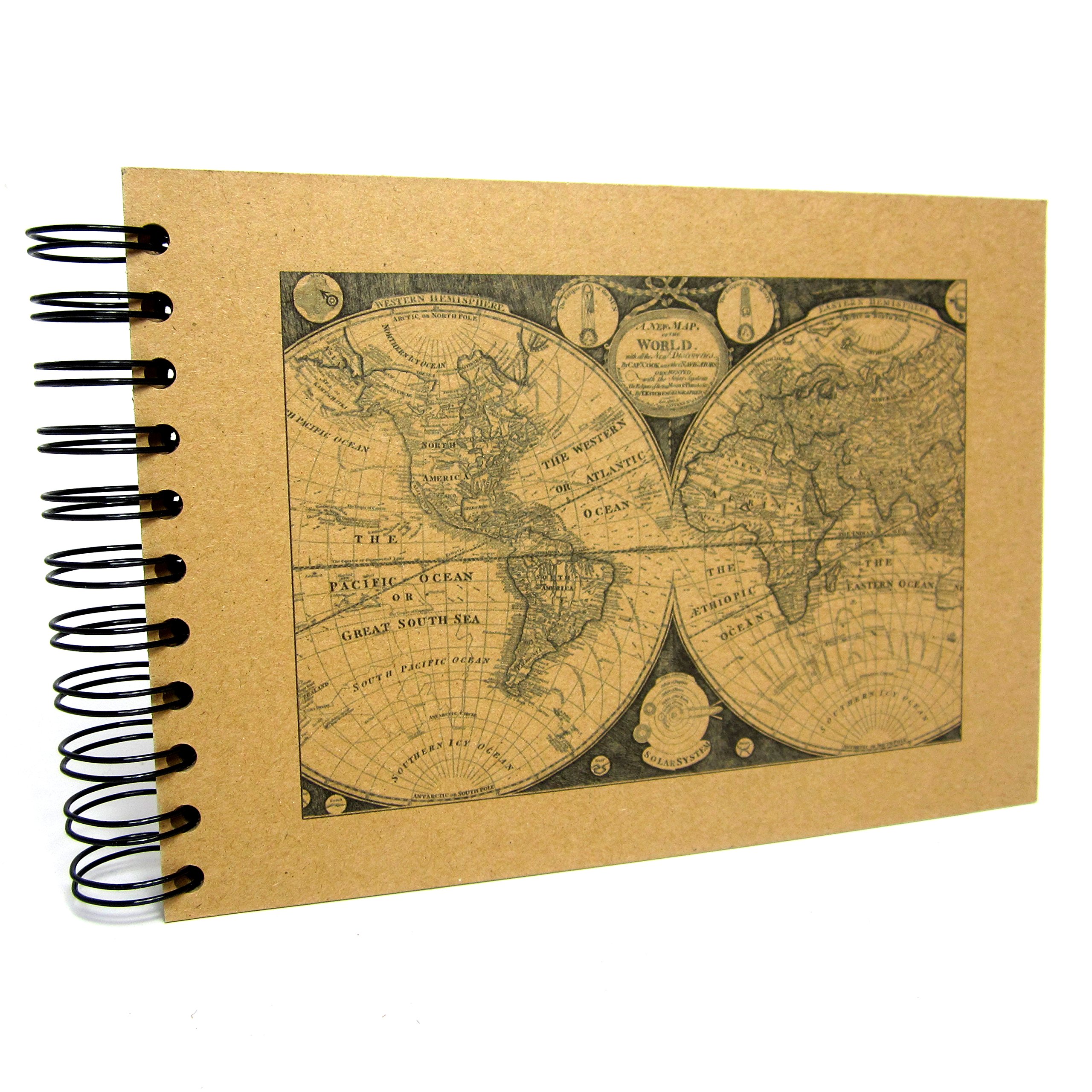 Scrapbook A5 Vintage Old Map, Travel Journal, Card Pages, Photo Album, Gift (A5 (Kraft Pages))