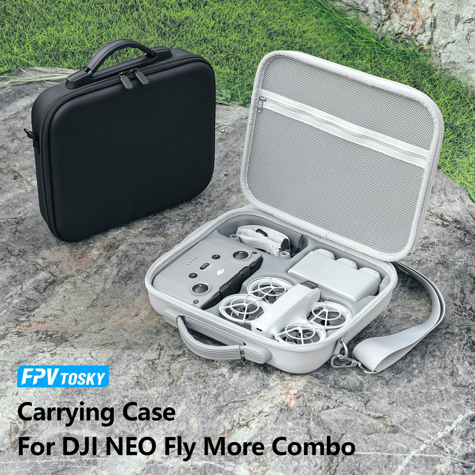 FPVtosky Drone Custodia impermeabile per DJI Neo Fly More Combo con DJI RC-N3 Drone Custodia Protezione Caduta Compatta Borsa Borsa Borsa di Stoccaggio Accessori Protezione Grigio, grigio.