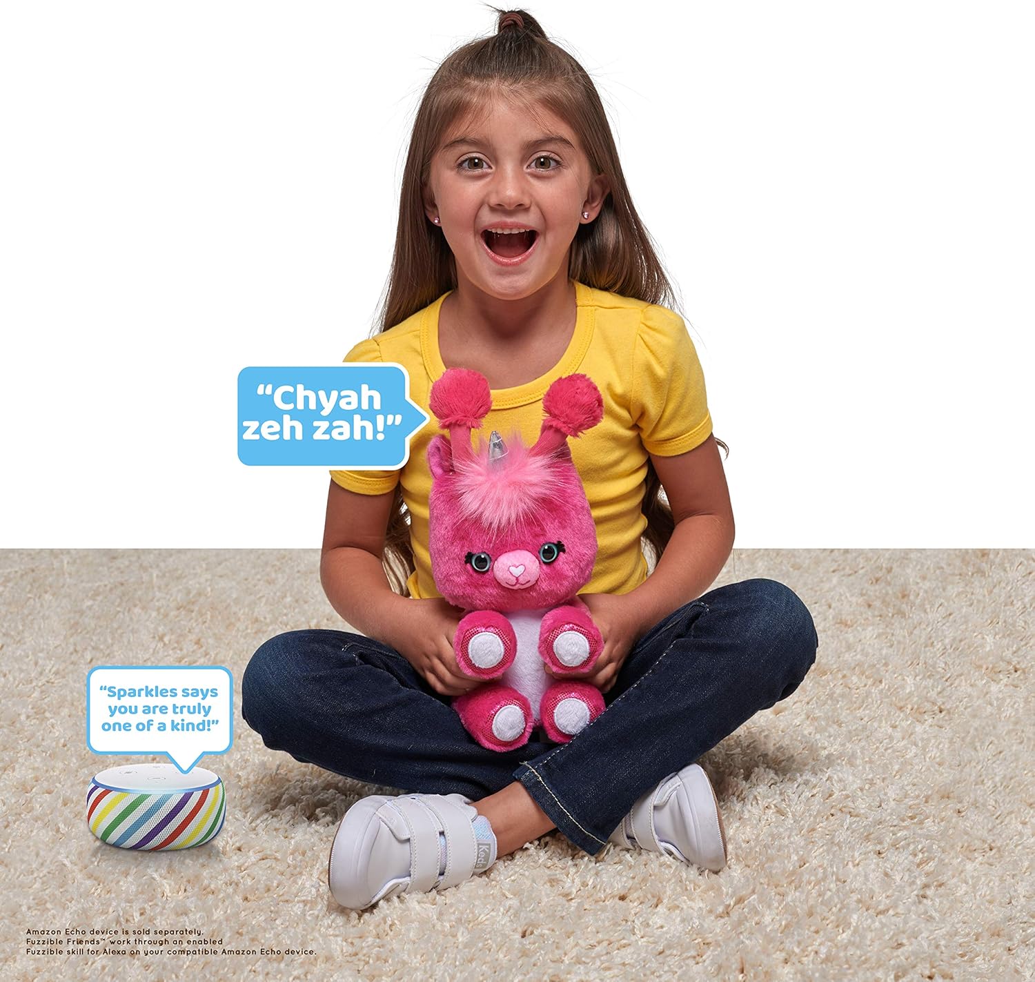 Fuzzible Friends Sparkles The Unicorn Plush Light Up Toy – Works with Compatible Amazon Echo Devices for Interactive Activities and Sounds – Amazon Exclusive