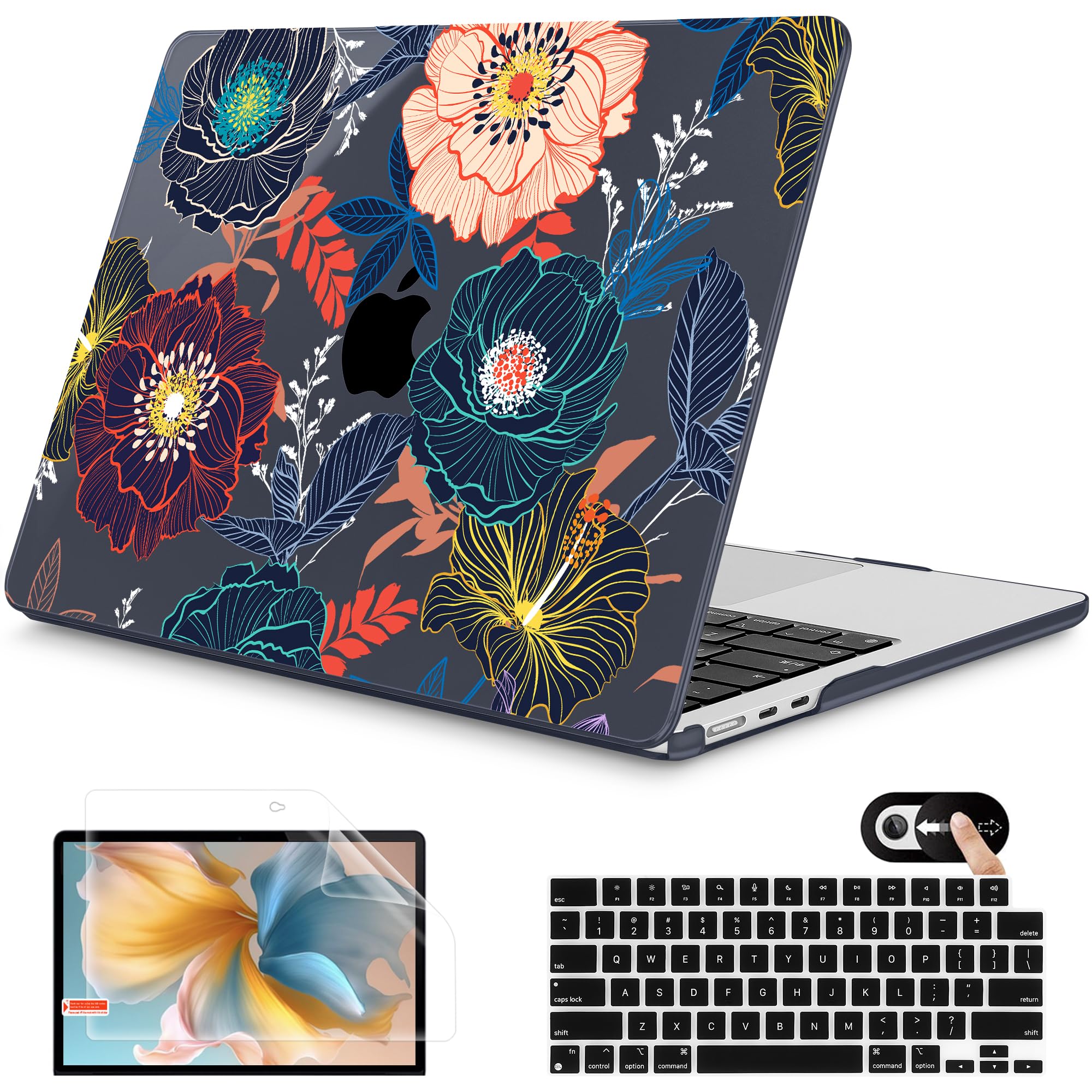 Mektron for 2025 M4 MacBook Air 13.6 Inch A3240 Case Fits 2023 A2681 M2 2024 A3113 M3 Chip with Liquid Retina Display Touch ID, Printed Plastic Hard