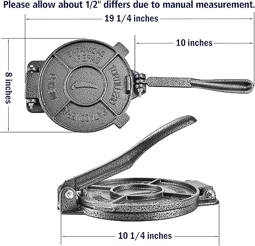 Miniatura 3 de Prensa de tortillas ARC de 20 cm, de hierro fundido, incluye 100 piezas de papel pergamino, tortillera resistente, pataconera, prensa para tortillas