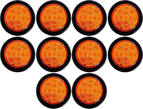 Kit de 10 luces LED redondas ámbar de 2.5 luces de marcador lateral, 13 diodos, con ojales, alambre, coleta, camión, remolque, Rv, montaje