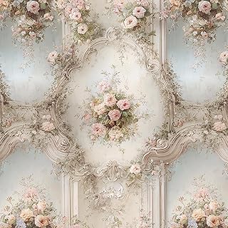Vintage Floral Peel and Stick Wallpaper Rose Floral Contact Paper 16.9in x 118.1in French Retro Wallpaper Pink Flower Removable Self Adhesive Contact Paper for Bedroom Cabinets Vinyl