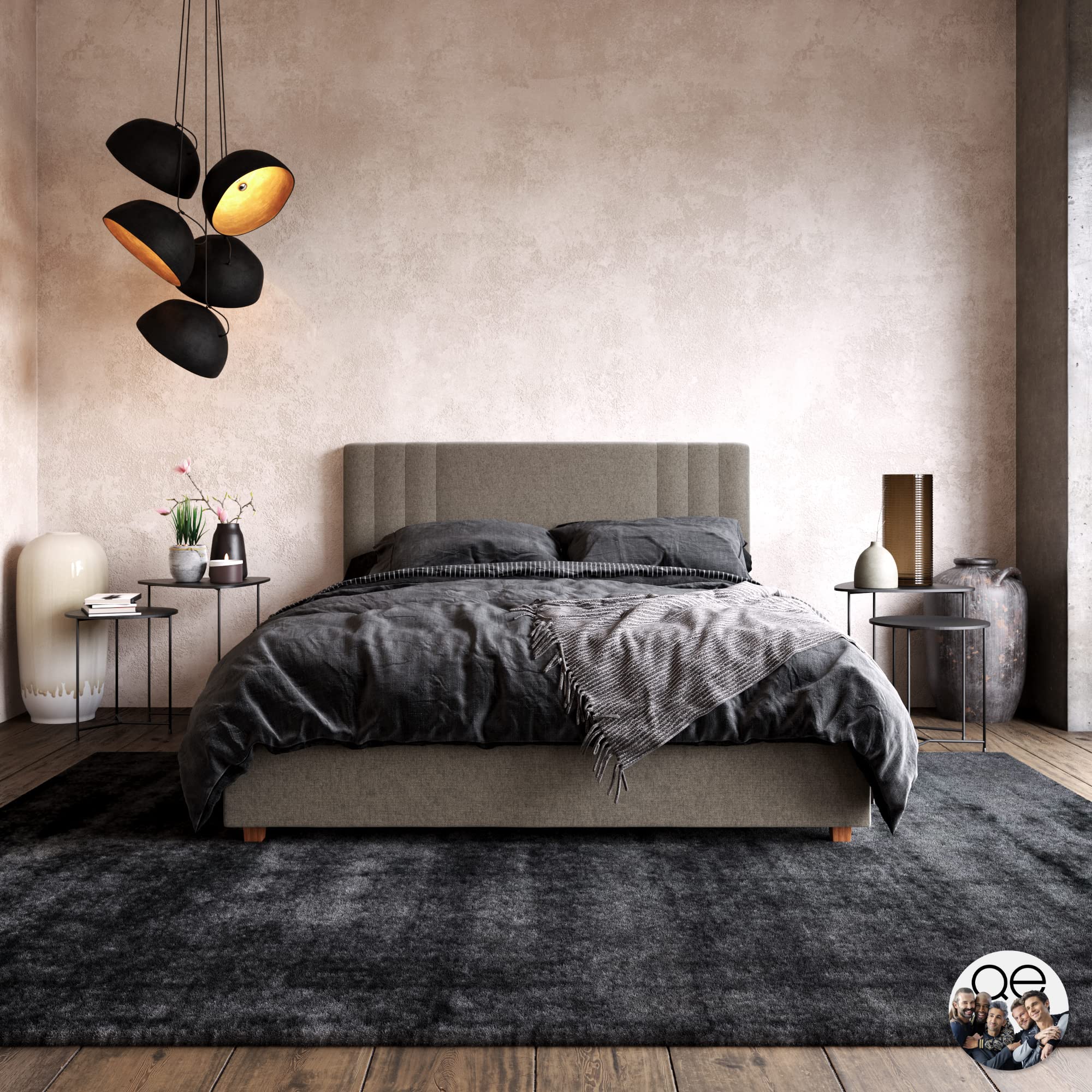 Dorel Home Charis Upholstered Bed Fabric Light GreyKing from B&Q