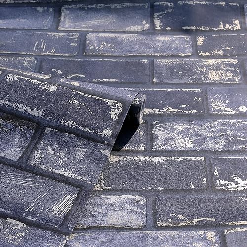 Miniatura 6 de Arthouse ArtiSTICK 300207 - Papel tapiz autoadhesivo de ladrillo metálico, color dorado marino, 19.7 ft de largo, ideal para reciclar muebles,