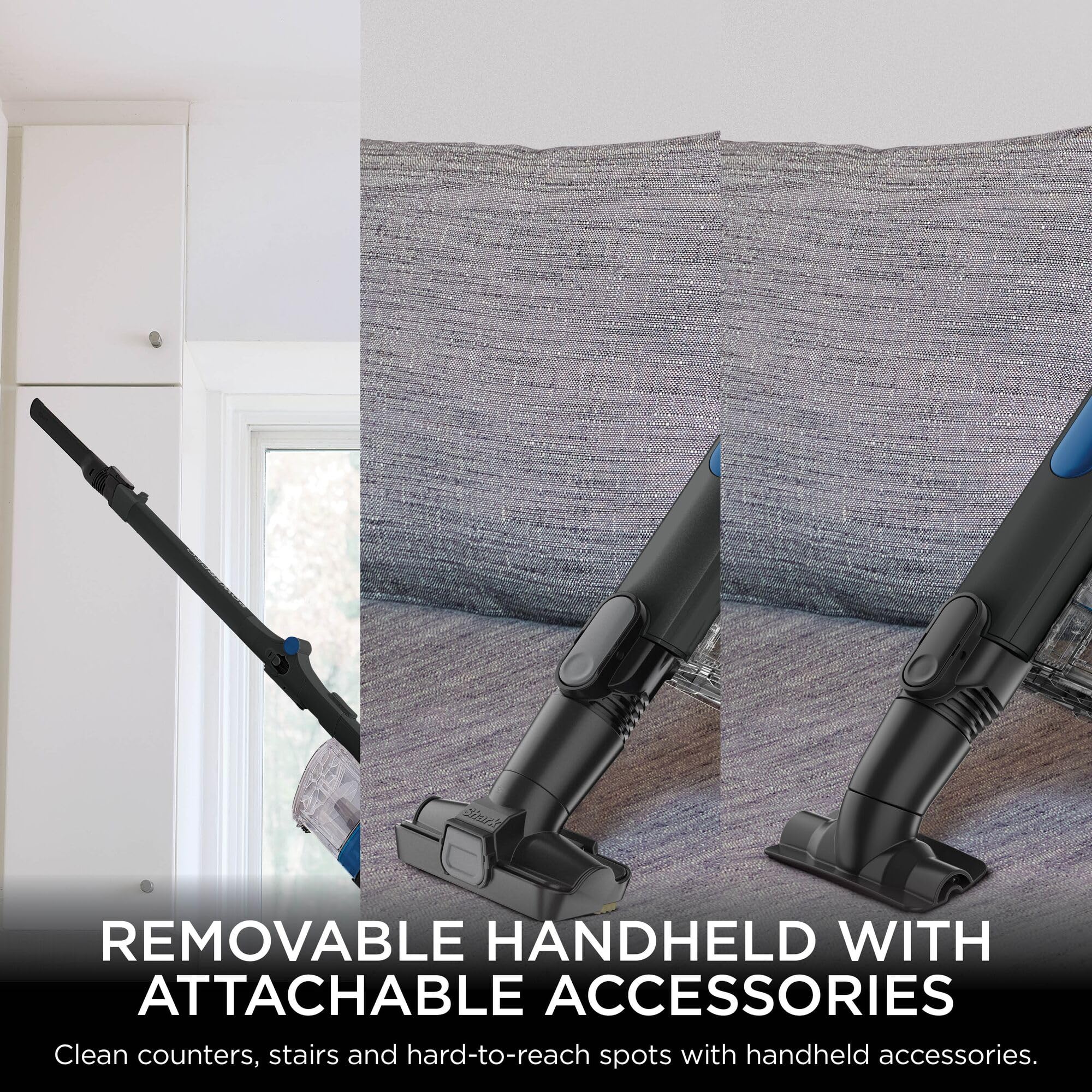 Shark Aspiradora inalámbrica PowerPro, Ligera, tecnología de detección de Piso, tecnología de Envoltura anticabello, Sellado Completo antialérgeno, Flexible, Modo Manual, Azul eléctrico con carbón