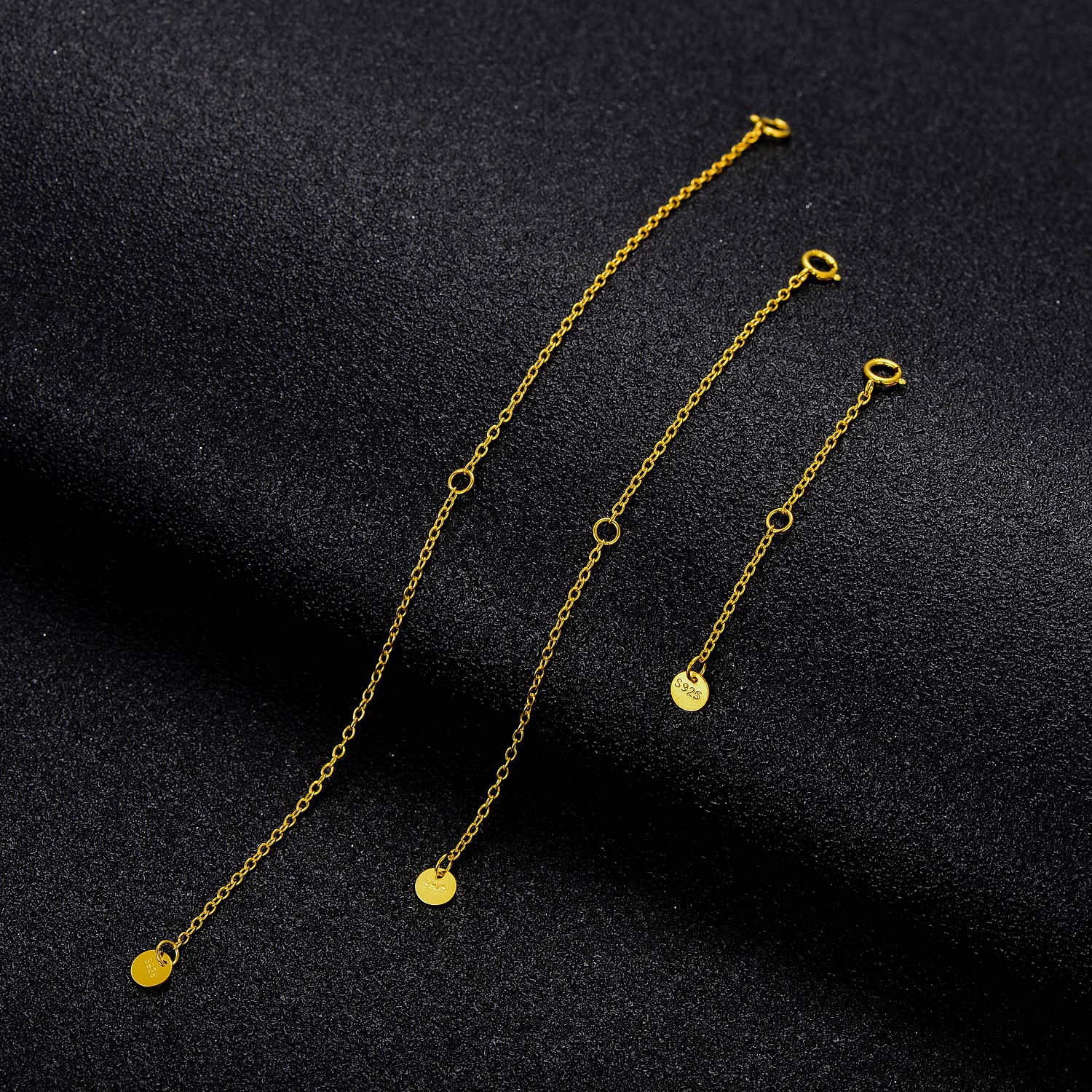 LONAGO 3 PIÈCES Argent Sterling 925 Extension de Collier Chaînes D'extension de Bracelet pour la Fabrication de Bijoux