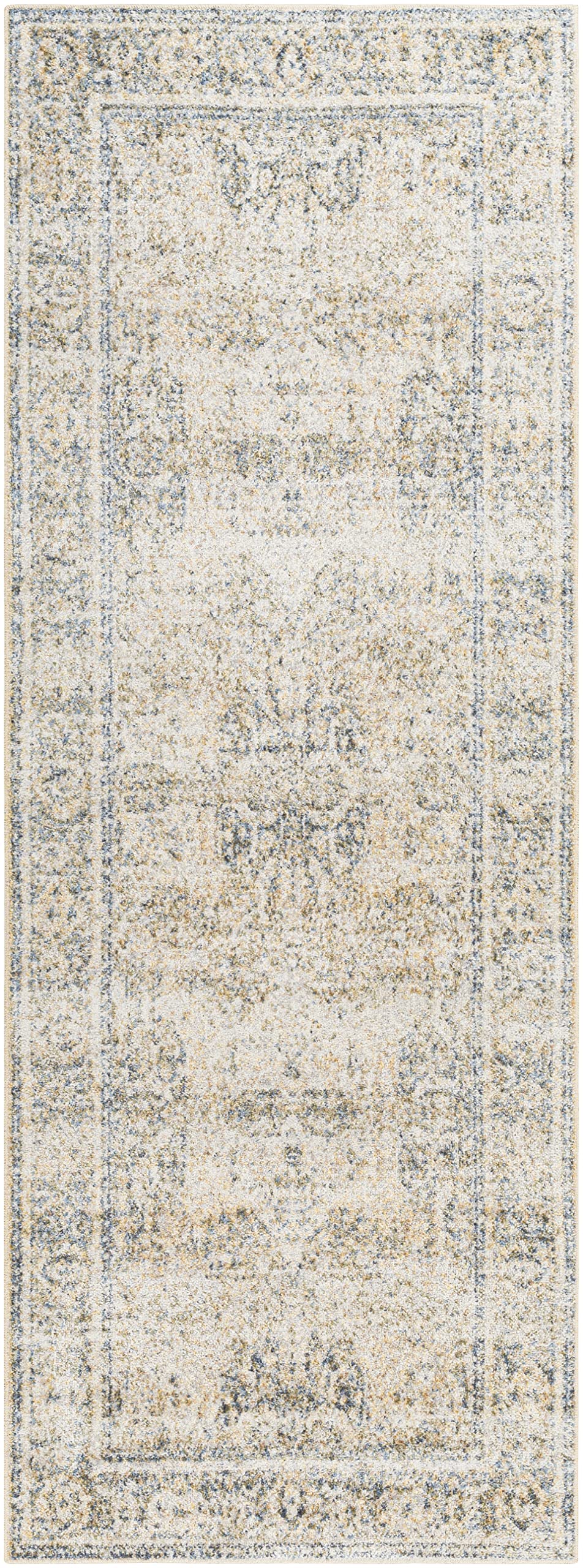 Mark&Day Washable Rugs, 3x7 East Traditional Light Gold Runner Area Rug, Gold Blue Beige Carpet for Hallway, Kitchen, Bedroom or Living Room (2'7" x