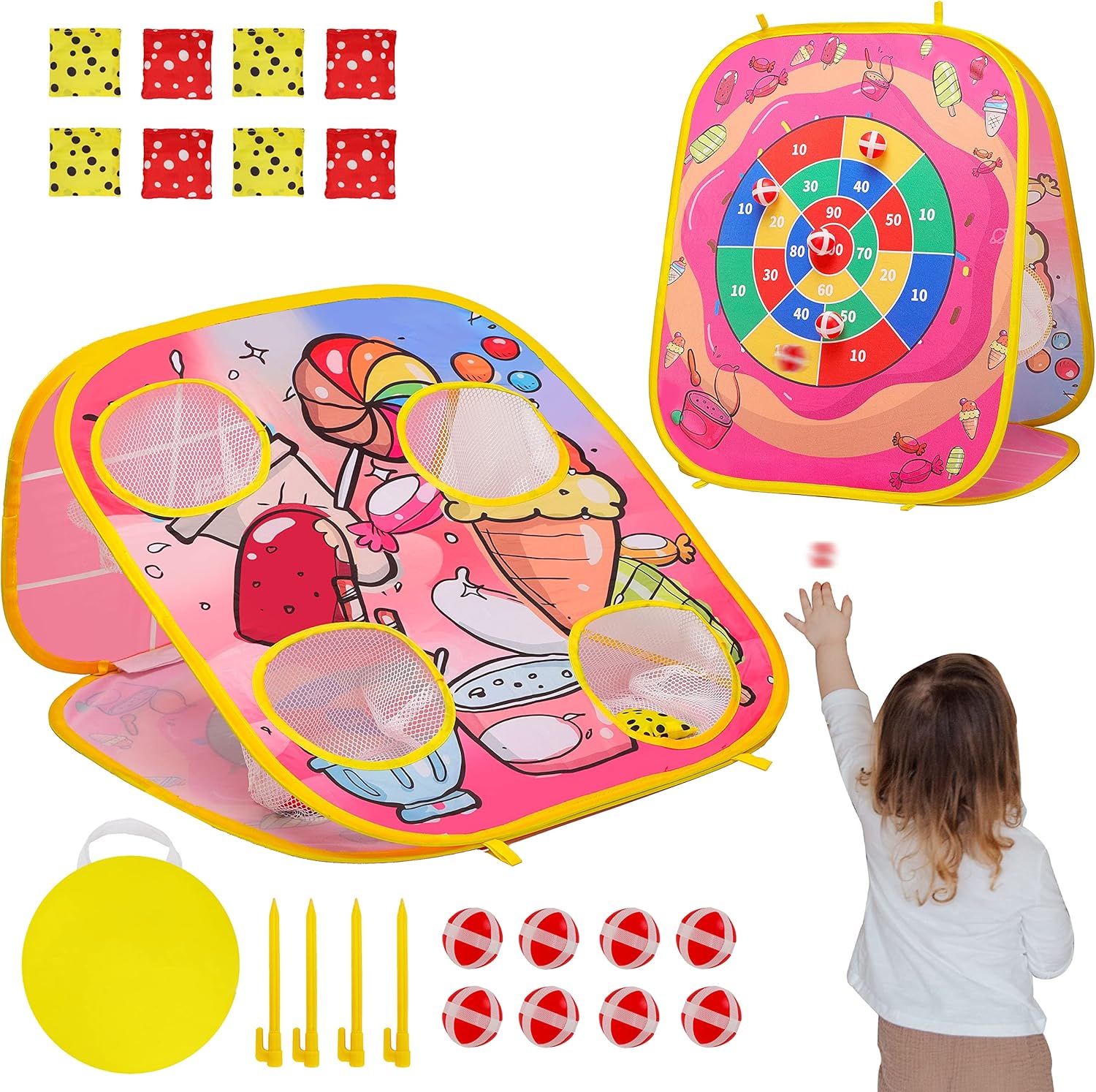 FUTESI 3 in 1 Bean Bag Toss Game for Kids,Outdoors Toys for 3 4 5 6 7 Year Old Boys Girls Best Birthday, Funny Outside Toys Toddler Cornhole Game Toy for Outside,Indoor,Travel,Party : Toys & Games