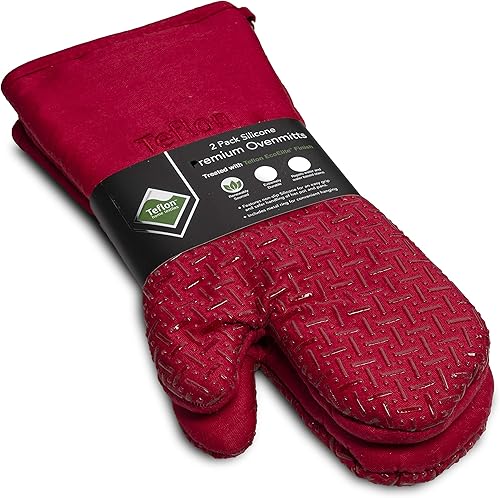 Miniatura 3 de Xlnt - Guantes de silicón antideslizantes para horno, resistentes al calor, con acabado de teflón Eco Elite, con lazo para colgar, ideales para uso