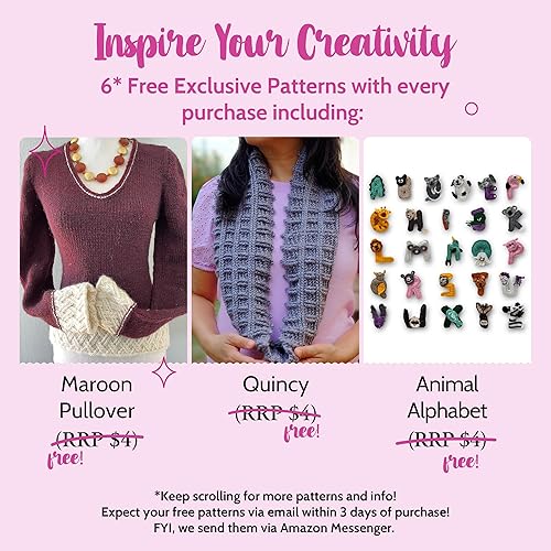 Miniatura 3 de Woolen Delights - Ovillo de lana suave para tejer, paquete de 7 (1218 yardas24.69 oz), patrones libres, hilo de lana #4 mediano aranpesado para