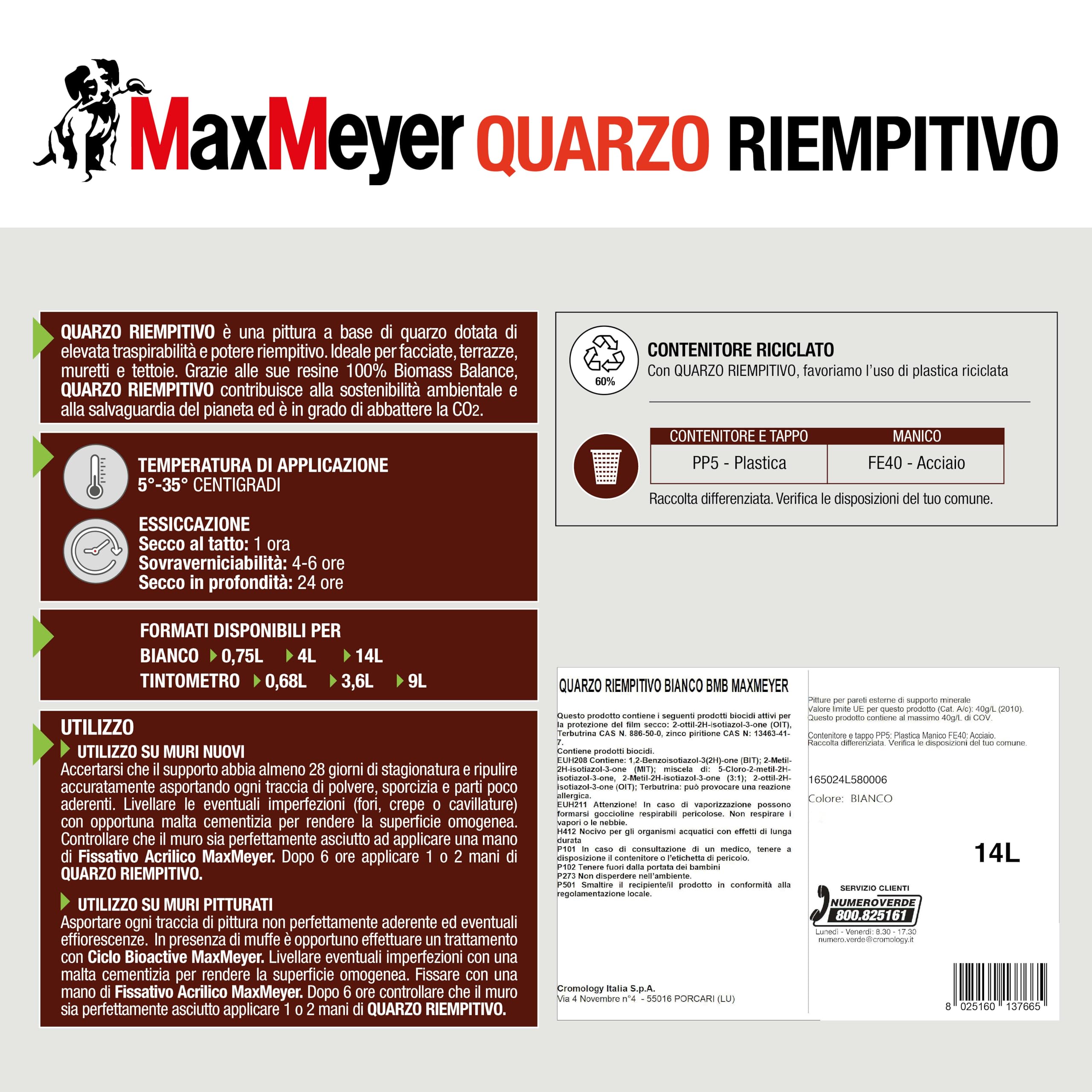 MAXMEYER Quarzo riempitivo Bianco BMB, 14 L