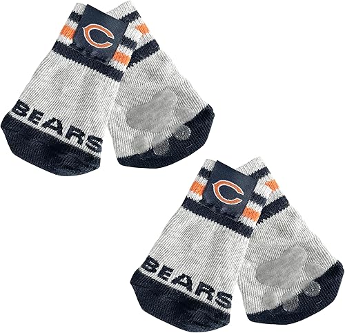 NFL Chicago Bears - Calcetines antideslizantes para perro con parte superior elástica acanalada, talla XSS. Calcetines para interiores y exteriores,