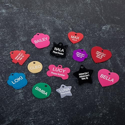 Miniatura 10 de Providence Engraving Pet ID Tags in 8 Shapes, 9 Colors, and Two Sizes - Personalized Dog and Cat Tags with 4 Lines of Customizable Text