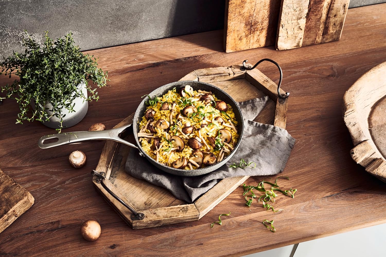 Ballarini Salina Frying Pan with cooked meal