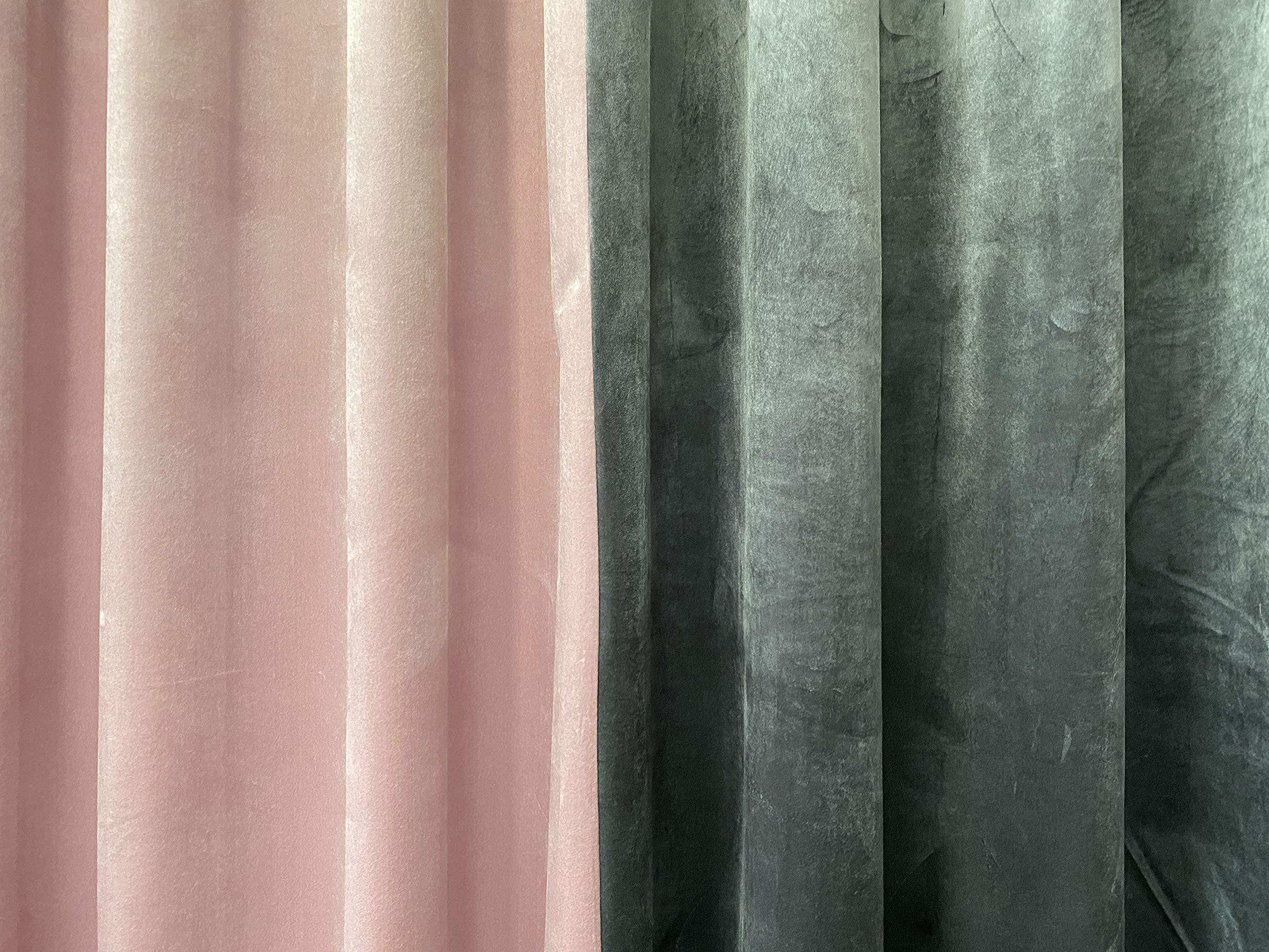Cushion Mania Tende ad anello con occhielli, completamente foderate, velluto ITALIA, 2 tonalità (BLUSH ROSA/grigio, 264,2 cm di larghezza x 274,3 cm di lunghezza)