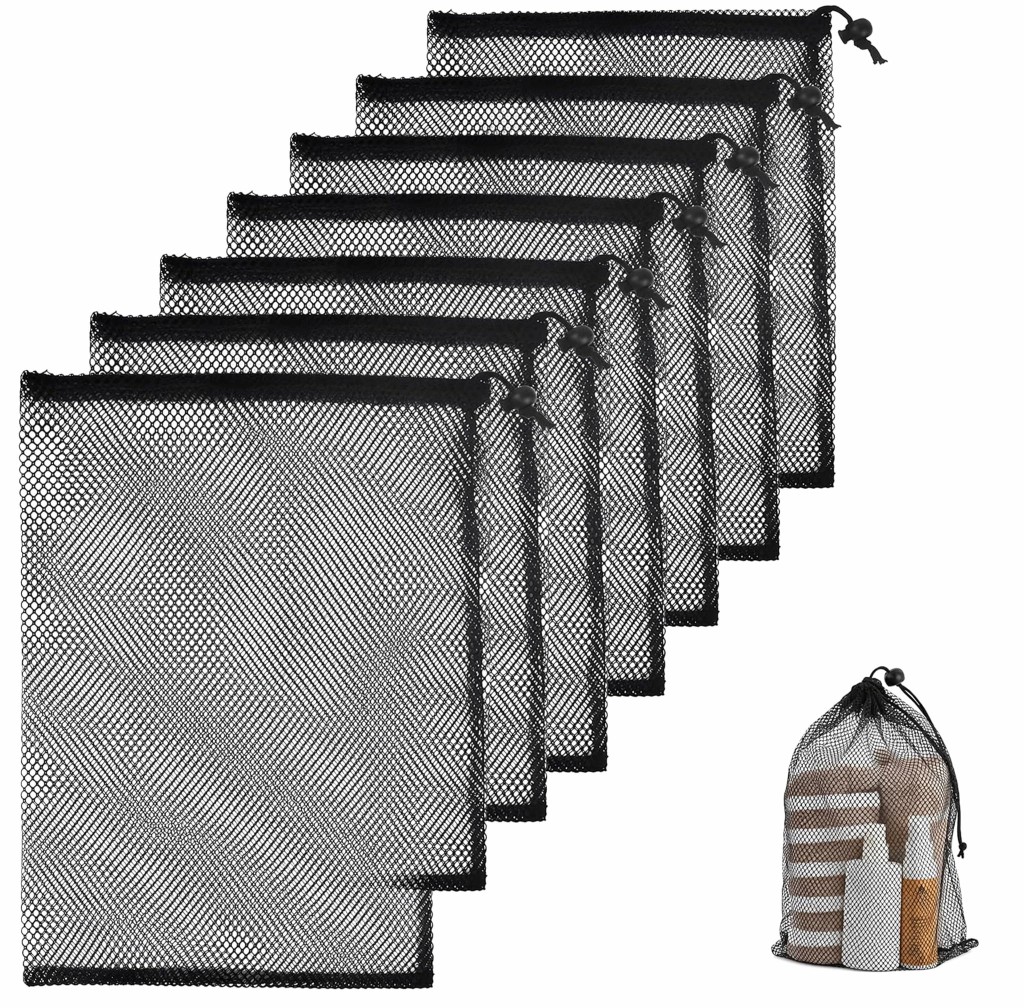 Qukkubiv 10Pcs Mesh Drawstring Bag, 30x40cm Large Net Beach Storage Bag