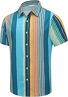 Vista 27 de SheLucki - Camisa hawaiana para hombre, unisex, de manga corta, con botones, para la playa y el verano, ropa casual estampada con sombra de palmas