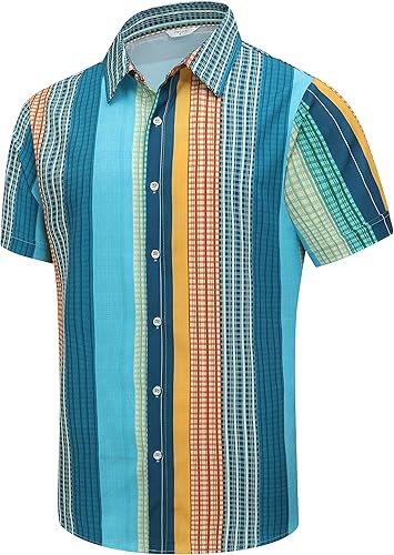 Miniatura 27 de SheLucki - Camisa hawaiana para hombre, unisex, de manga corta, con botones, para la playa y el verano, ropa casual estampada con sombra de palmas