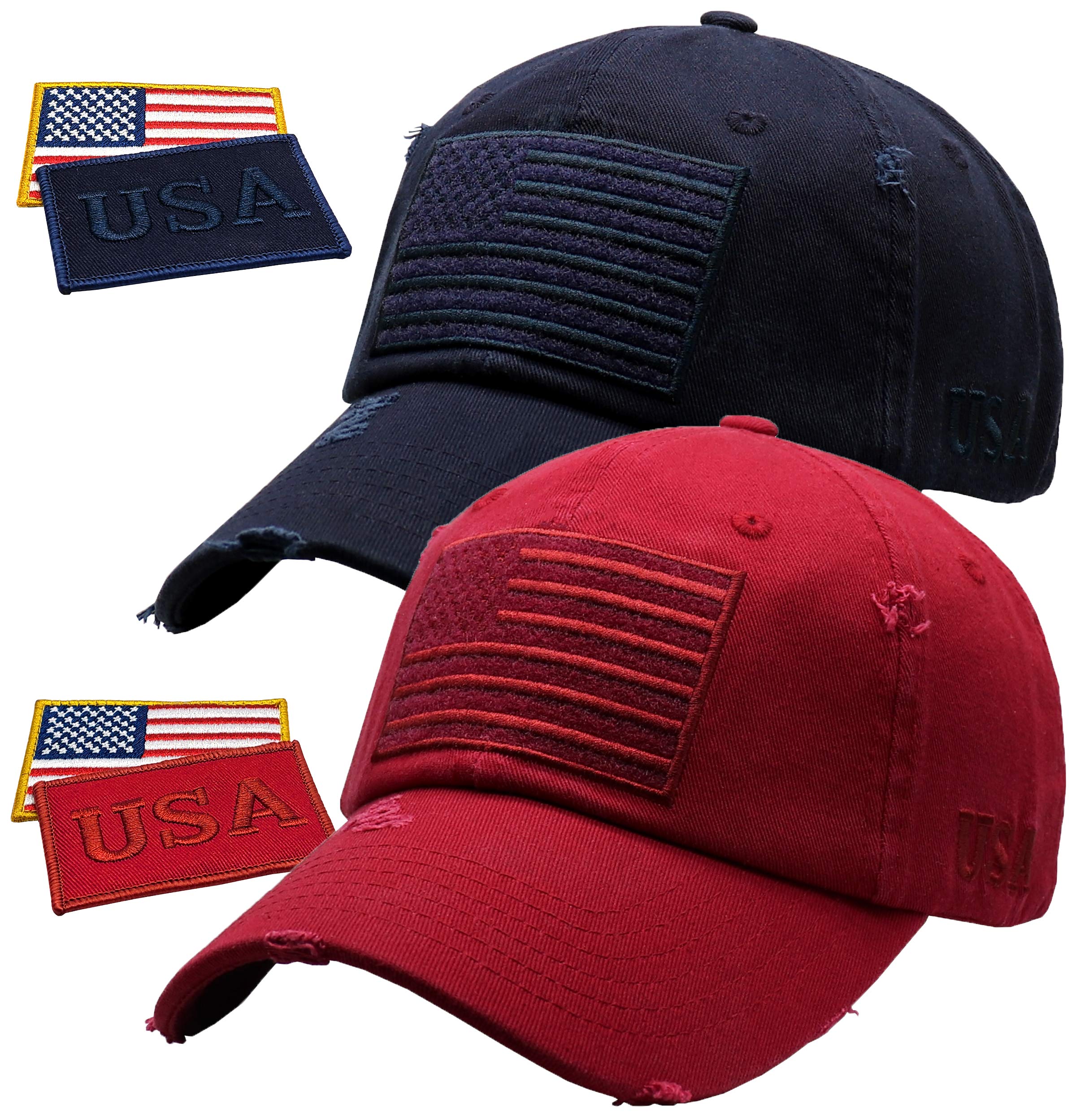 Antourage American Flag Unisex Baseball Hat for Men and Women | USA Flag Mesh Snapback Cap with 2 Patriotic Patches