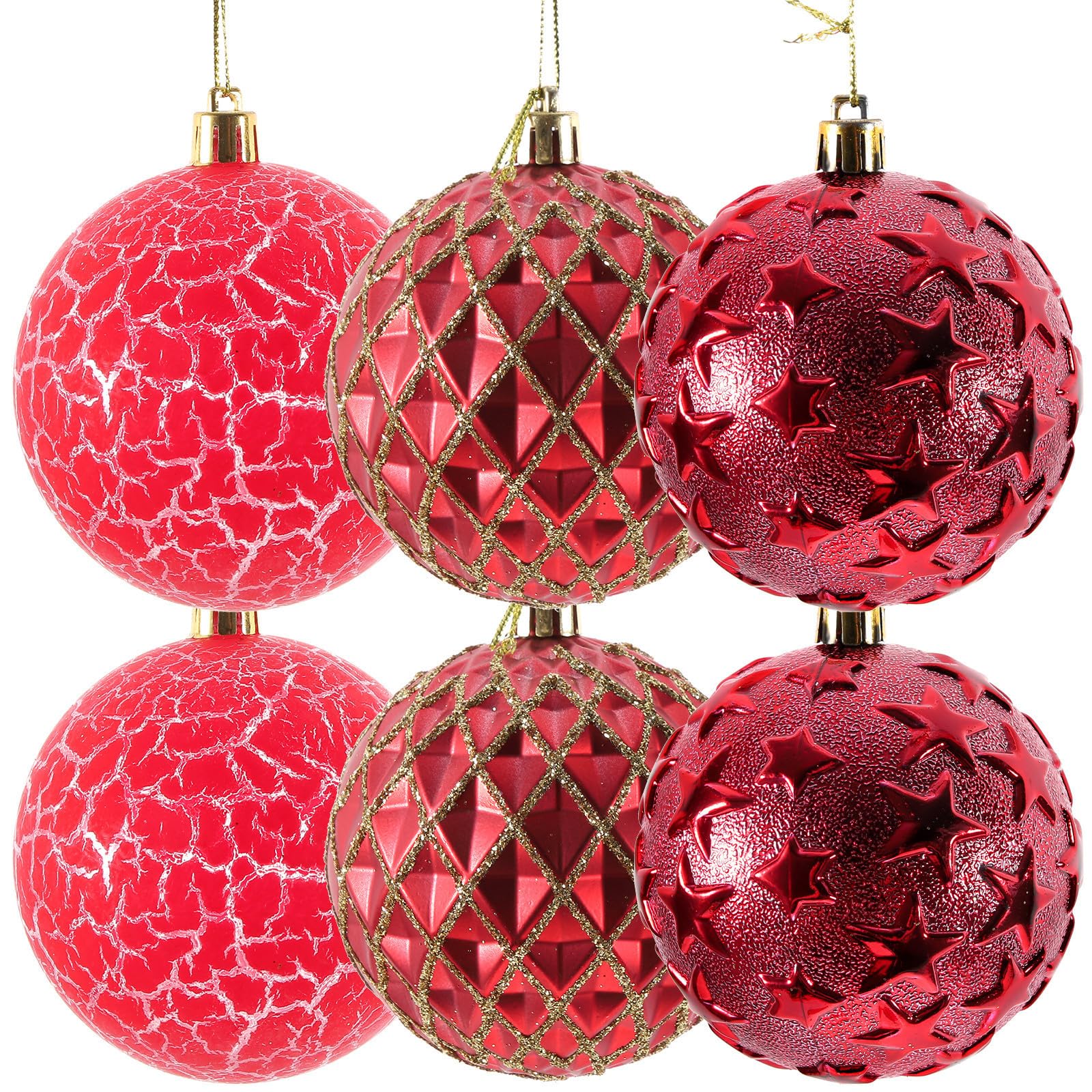 Didiseaon 36 Pezzi Palline di Natale Rosse in Plastica, Facili da Appendere | Decorazioni Classiche per Feste di Natale al Chiuso, Ornamento per Albero, Stile Tradizionale