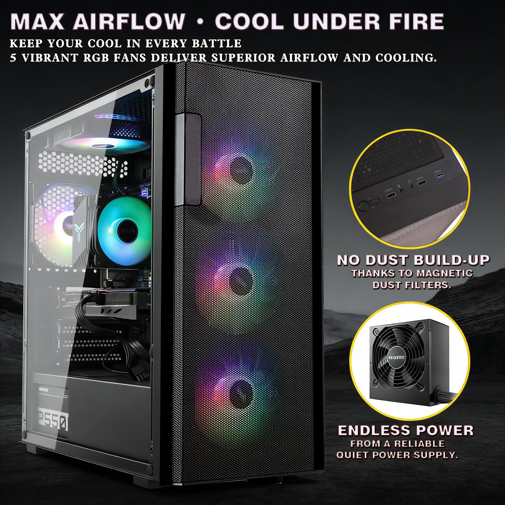 Apex144FPS安定i5-12400/RTX3060/750W電源/超セット TitanFusion Gaming PC Core i5-12400F, GeForce RTX 3060, H610, 8GB