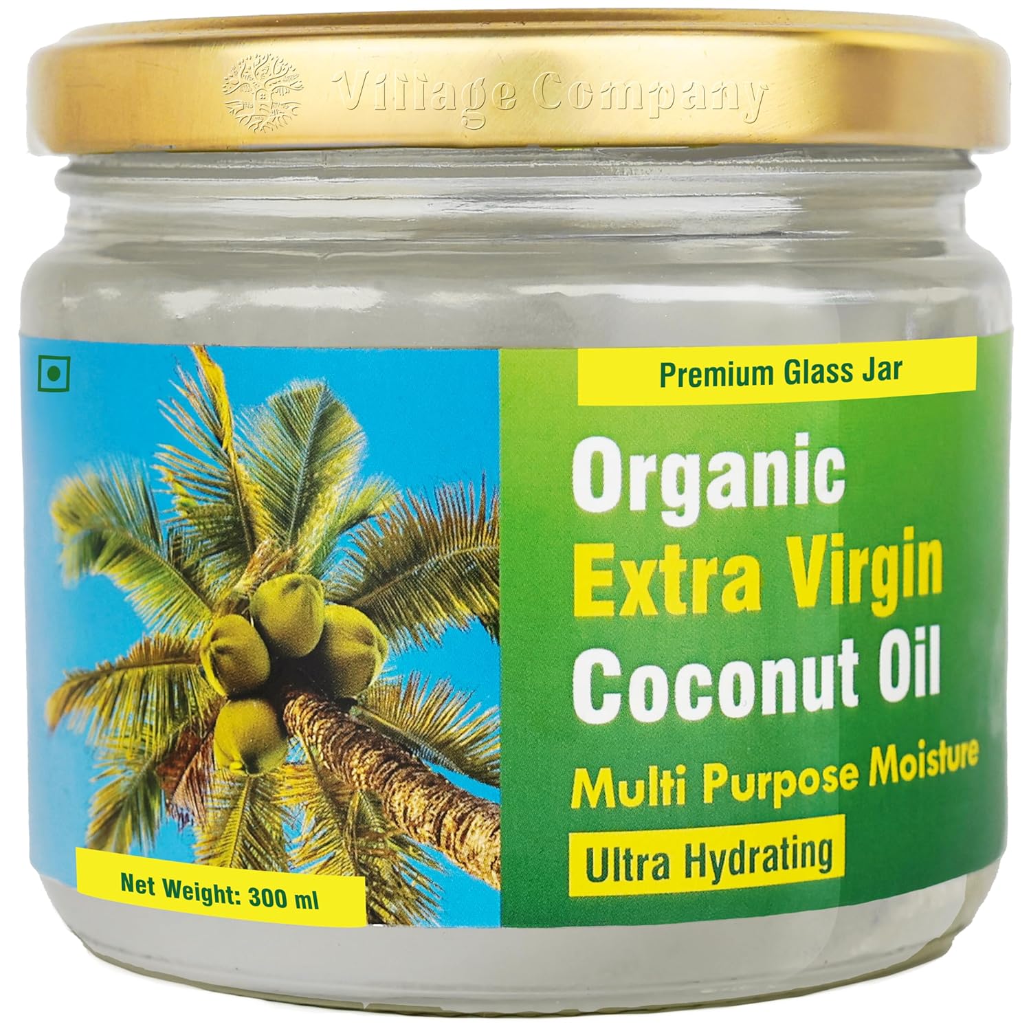 Village Company Extra Virgin Cold Pressed Coconut Oil 300 ML | Hair, Skin, Cooking and Baby Massage | Organic Pure Edible Natural | Wood Press Kolhu Kacchi Ghani Chekku | Chemical-Free | Glass Jar Village Company Extra Virgin Cold Pressed Coconut Oil 300 ML | Hair, Skin, Cooking and Baby Massage | Organic Pure Edible Natural | Wood Press Kolhu Kacchi Ghani Chekku | Chemical-Free | Glass Jar