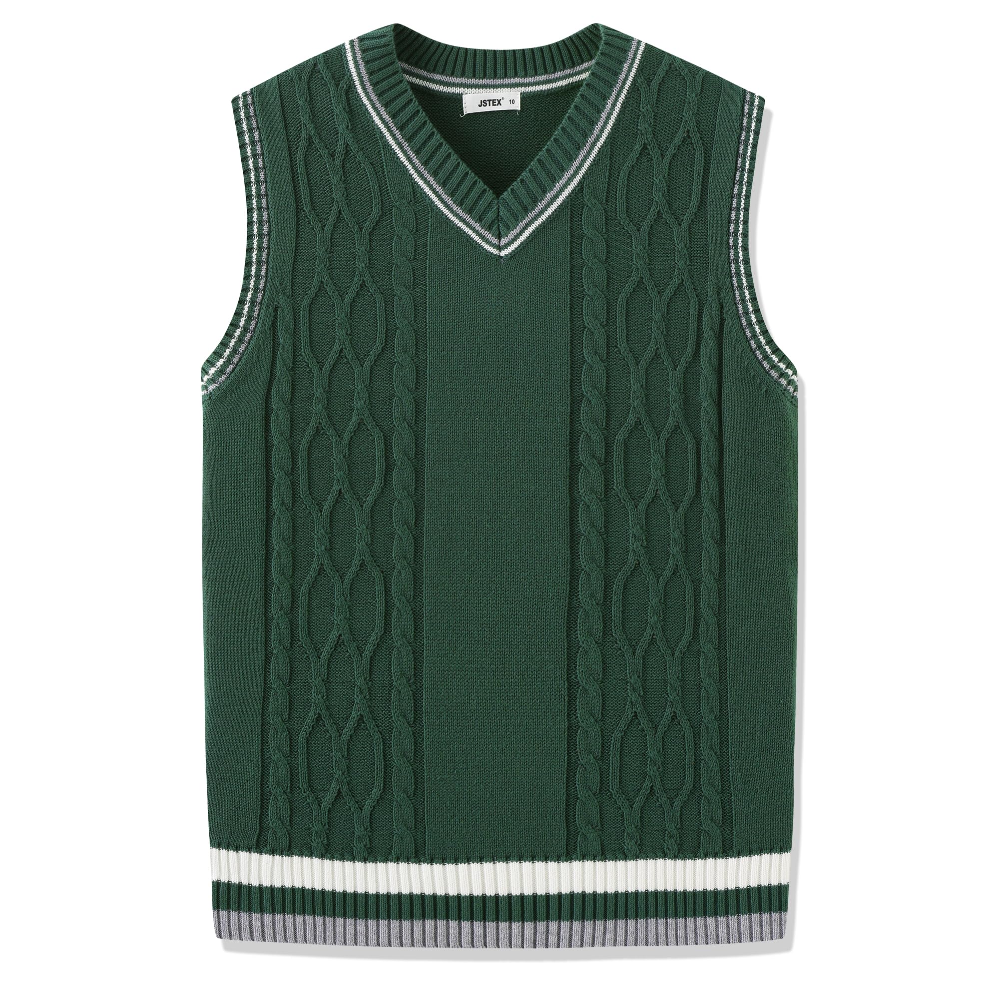 JSTEX Boys Sweater Vest 100% Cotton Kids Uniform Vest V-Neck Sleeveless Knit Pullover for Boy Girls Toddler Size 4-14
